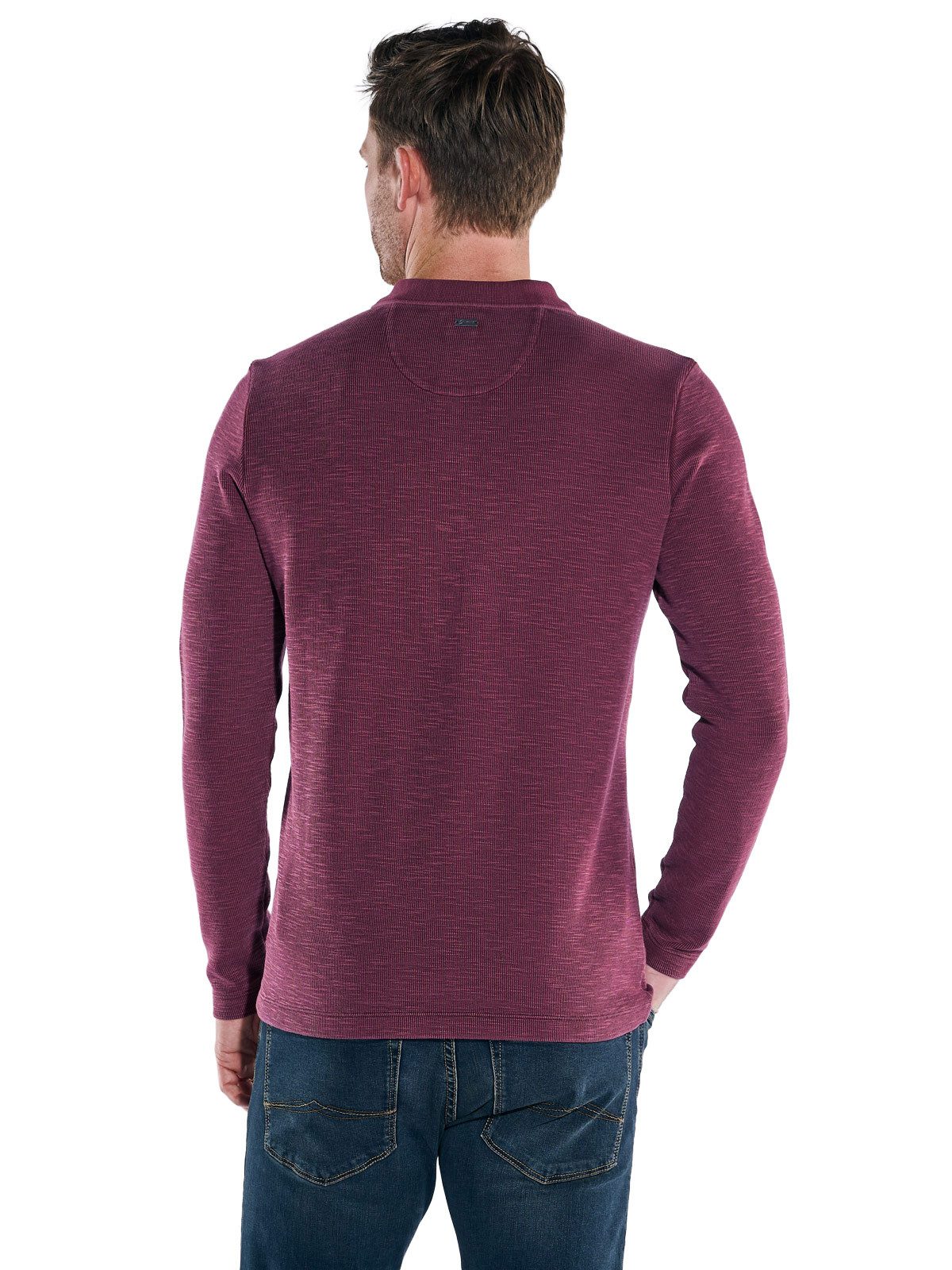 Engbers Langarm-Poloshirt Herren Langarmshirt mit Polokragen, Magenta – Bild 2 von 5