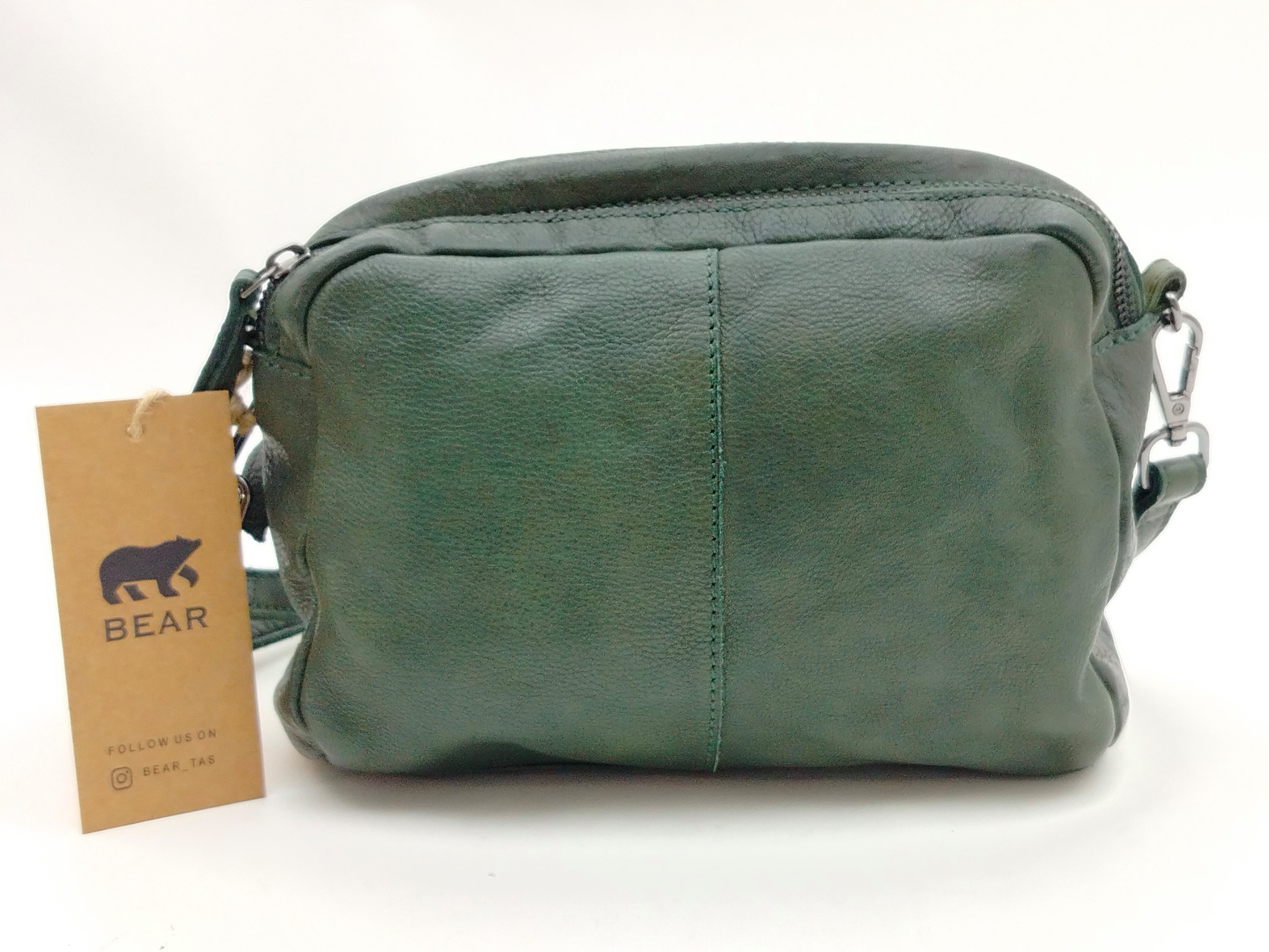 Bear Design Handtasche BearDesign Handtasche Leder dunkelgrün