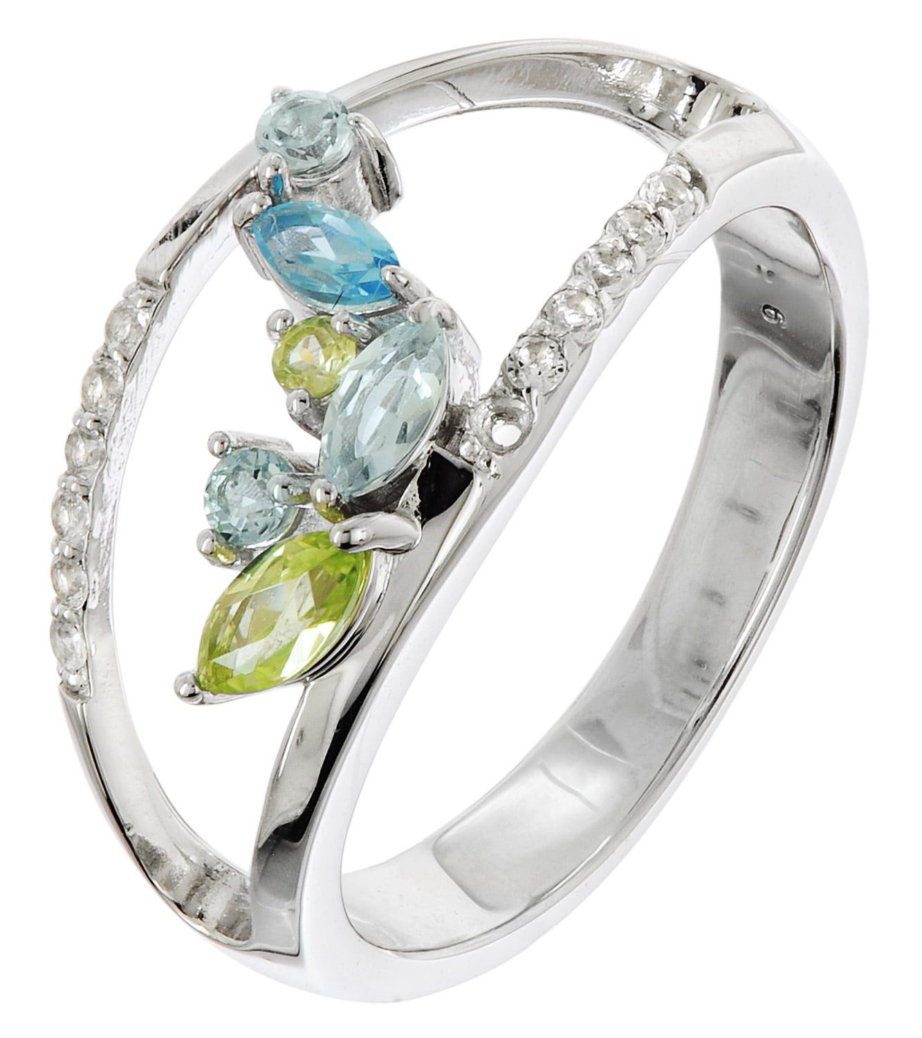 trendor Silberring DamenTopas und Peridot 925 Silber Rhodiniert