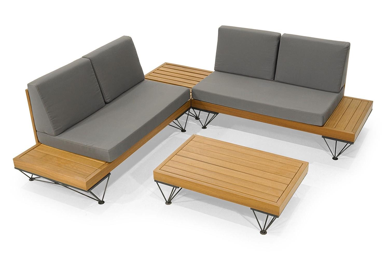 Xlmoebel Gartenlounge-Set Luxuriöser Eckbank aus robustem Holz und Gartenmöbel-Set, (Gartenmöbel-Set (Eckbank + Couchtisch), Hergestellt in Europa