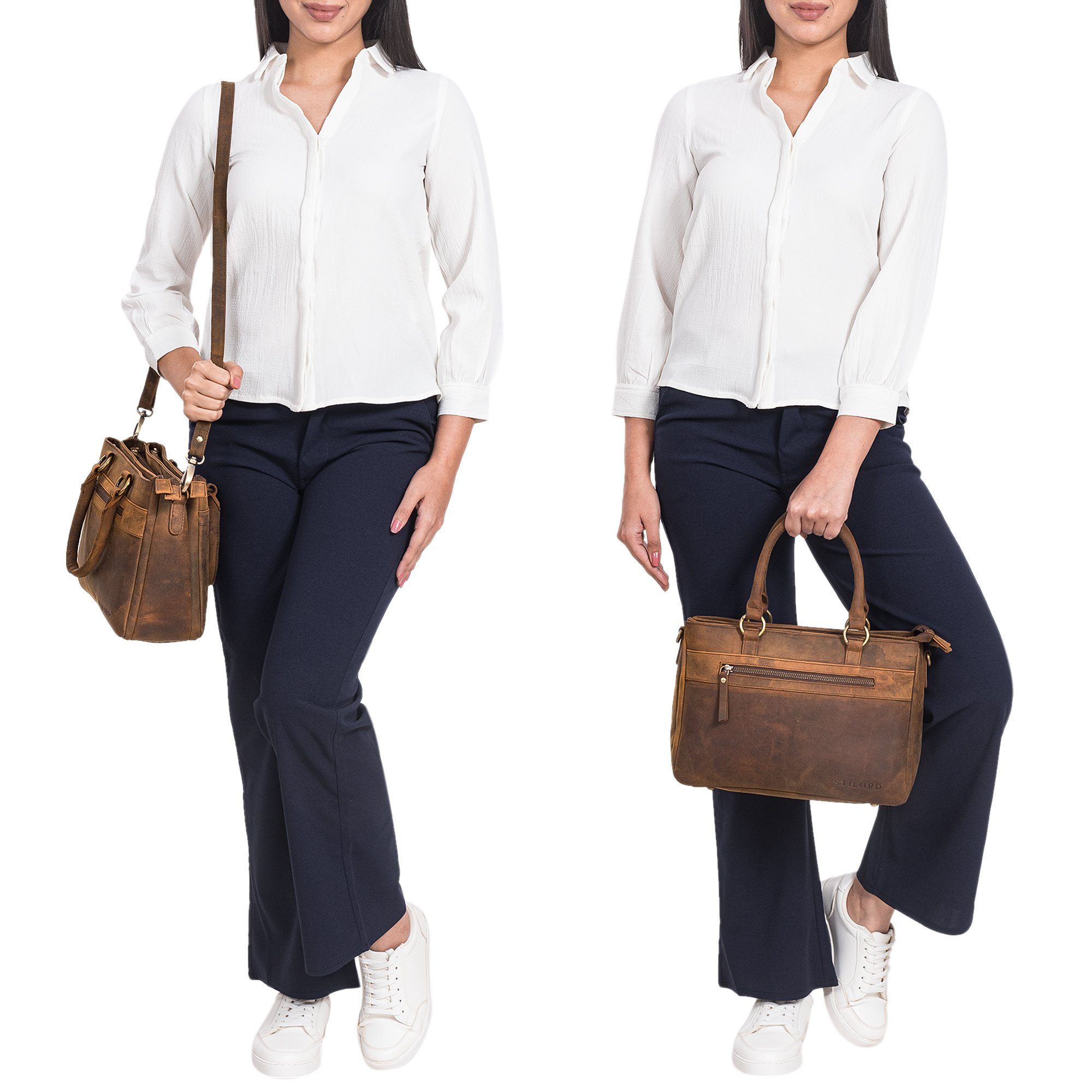 STILORD Handtasche "Frauke" Organisierte Leder Handtasche Damen Umhängetasc günstig online kaufen