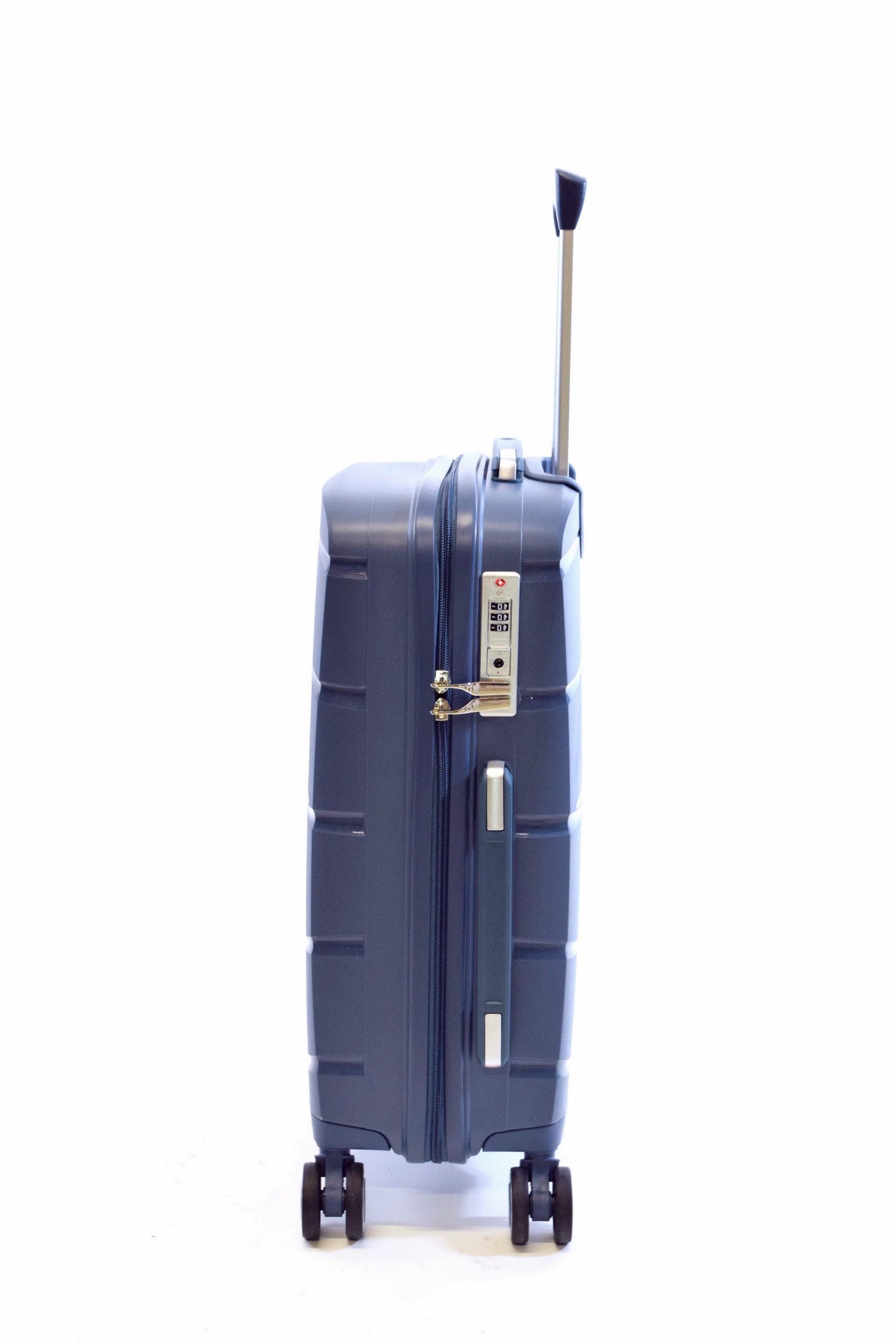 Zimmert Leather Hartschalen-Trolley Speetliner, Gr. S 55 cm, 4 Rollen Blau Grau leicht, Polypropylen mit TSA-Schloss