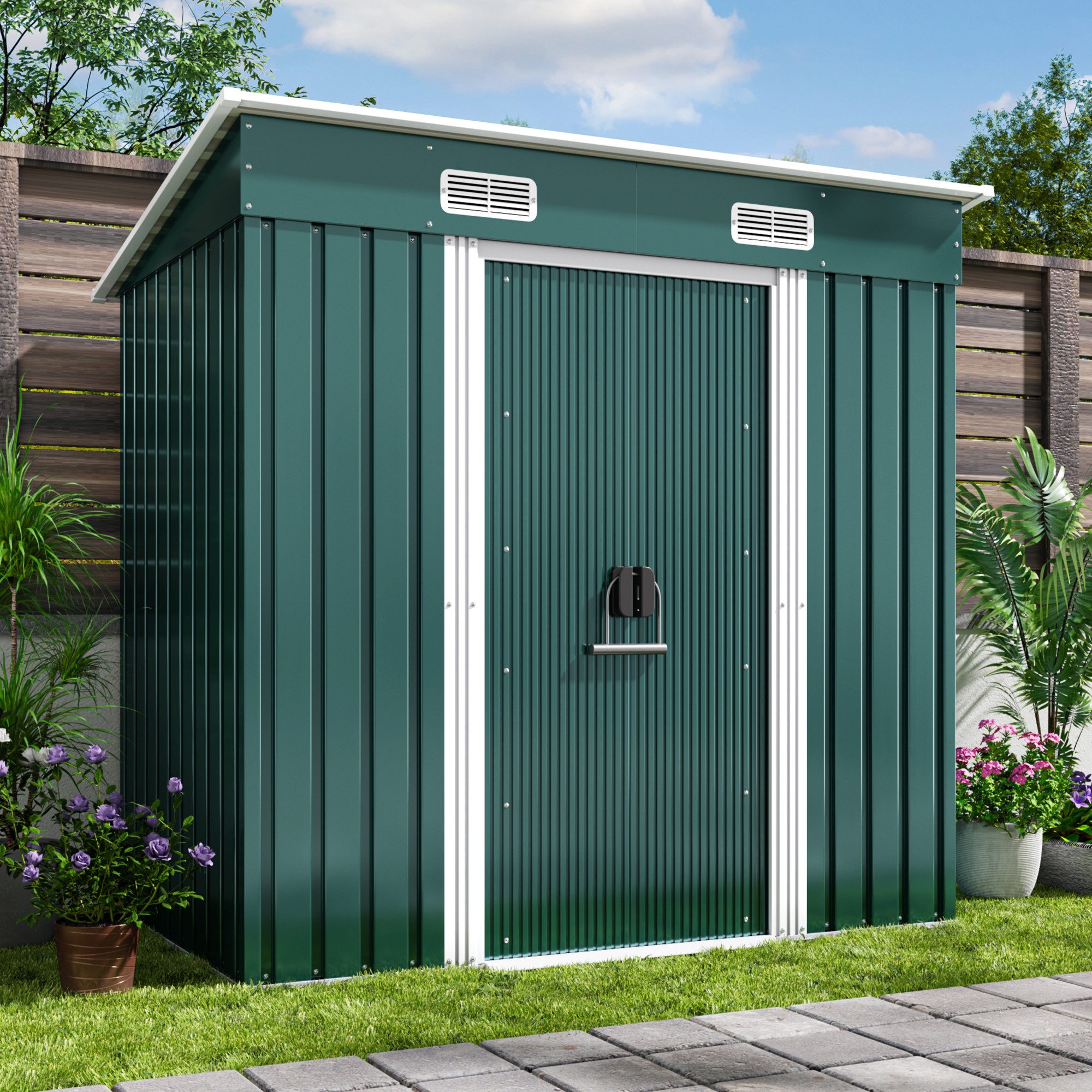 Bealife Gartenhaus Robuster Metall-Gartengeräteschuppen 194*121*182 CM günstig online kaufen