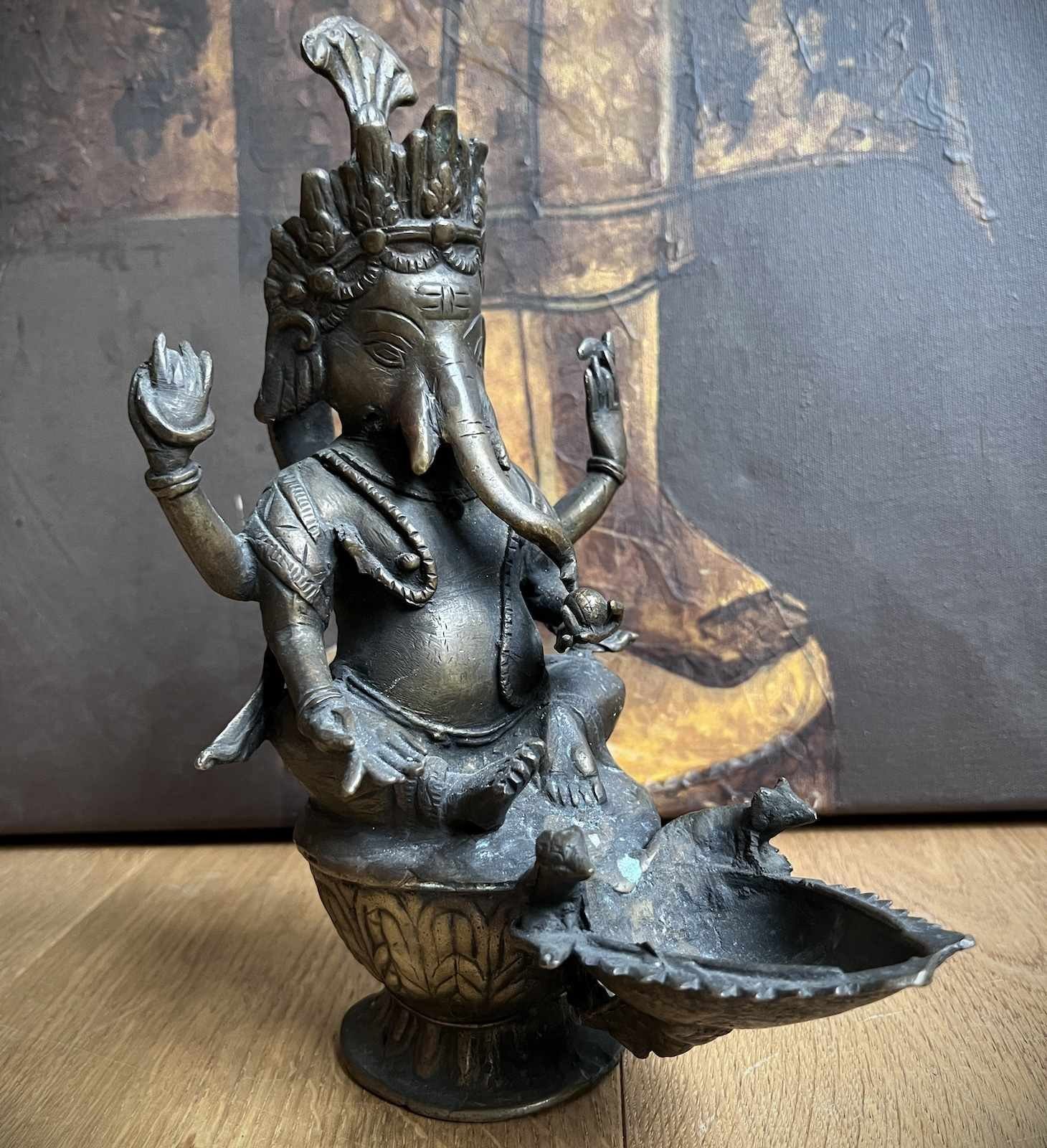 Asien LifeStyle Indien Buddhafigur Figur - Bronze Ganesha Skulptur Sammlerstück