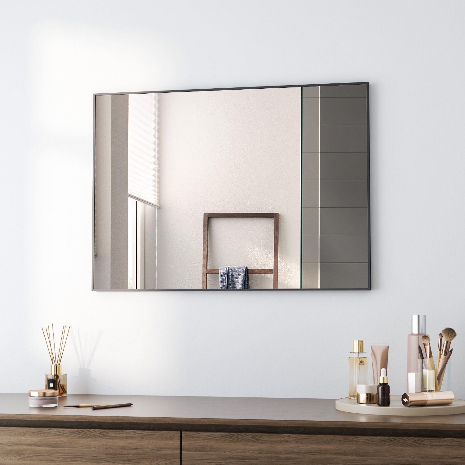 Boromal Spiegel eckig Wandspiegel Schwarz Bad Flur badezimmer Schlafzimmer günstig online kaufen