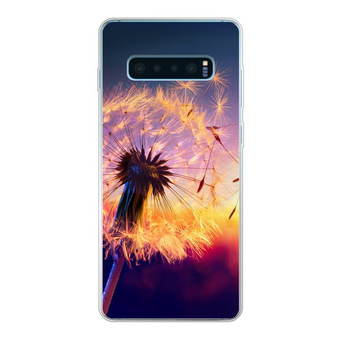MuchoWow Handyhülle Löwenzahn - Blumen - Sonnenuntergang - Horizont - Nacht Phone Case Handyhülle Samsung Galaxy S10+ Silikon Schutzhülle