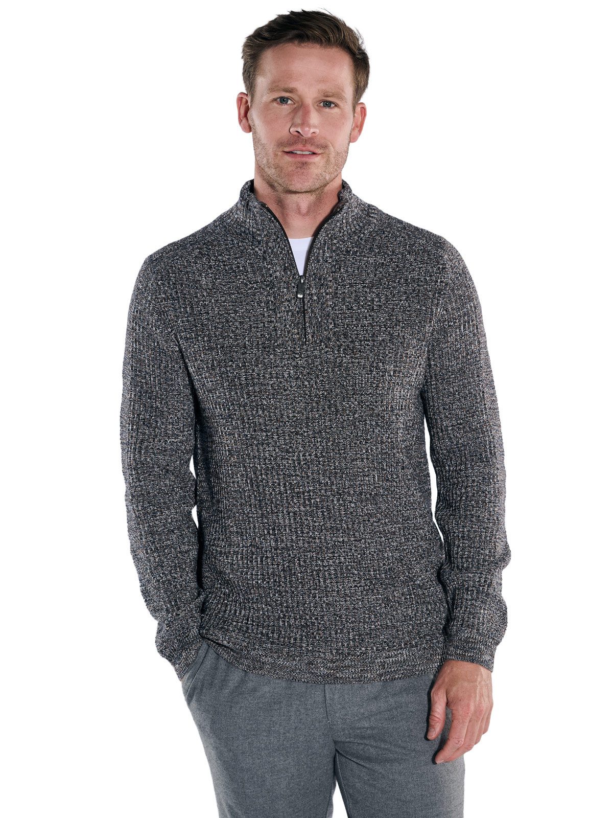 Engbers Stehkragenpullover Herren Pullover Polokragen, Braunbeige günstig online kaufen