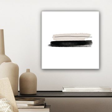 OneMillionCanvasses® Leinwandbild Abstrakt - Linien - Schwarz - Beige - Kunst, (1 St), Leinwand Bilder für Wohnzimmer Schlafzimmer, 20x20 cm
