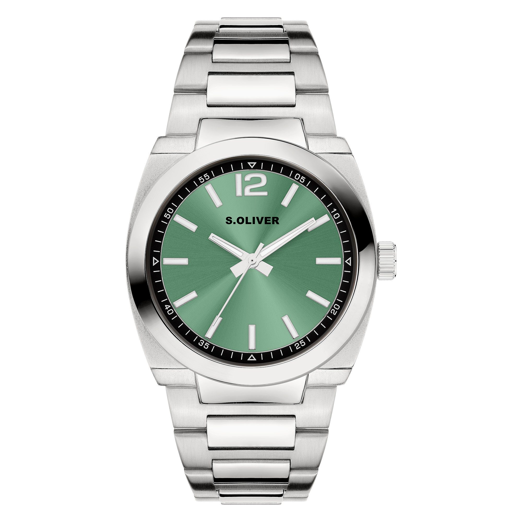 s.Oliver Quarzuhr Retro Time SO-4461-MQ, Armbanduhr, Herrenuhr, Edelstahlarmband, analog