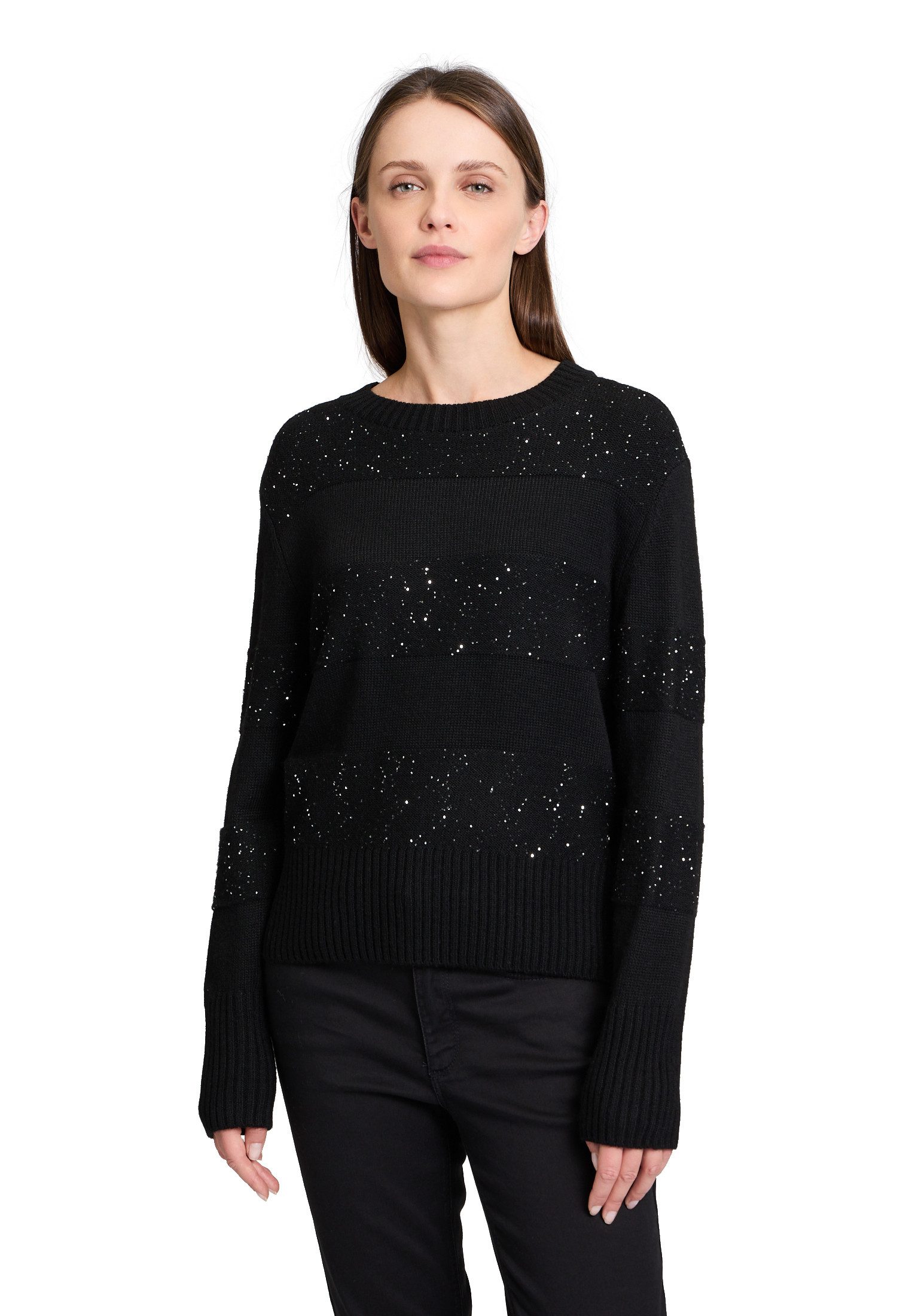Betty&Co Strickpullover Damen Strickpullover mit Pailletten (1-tlg