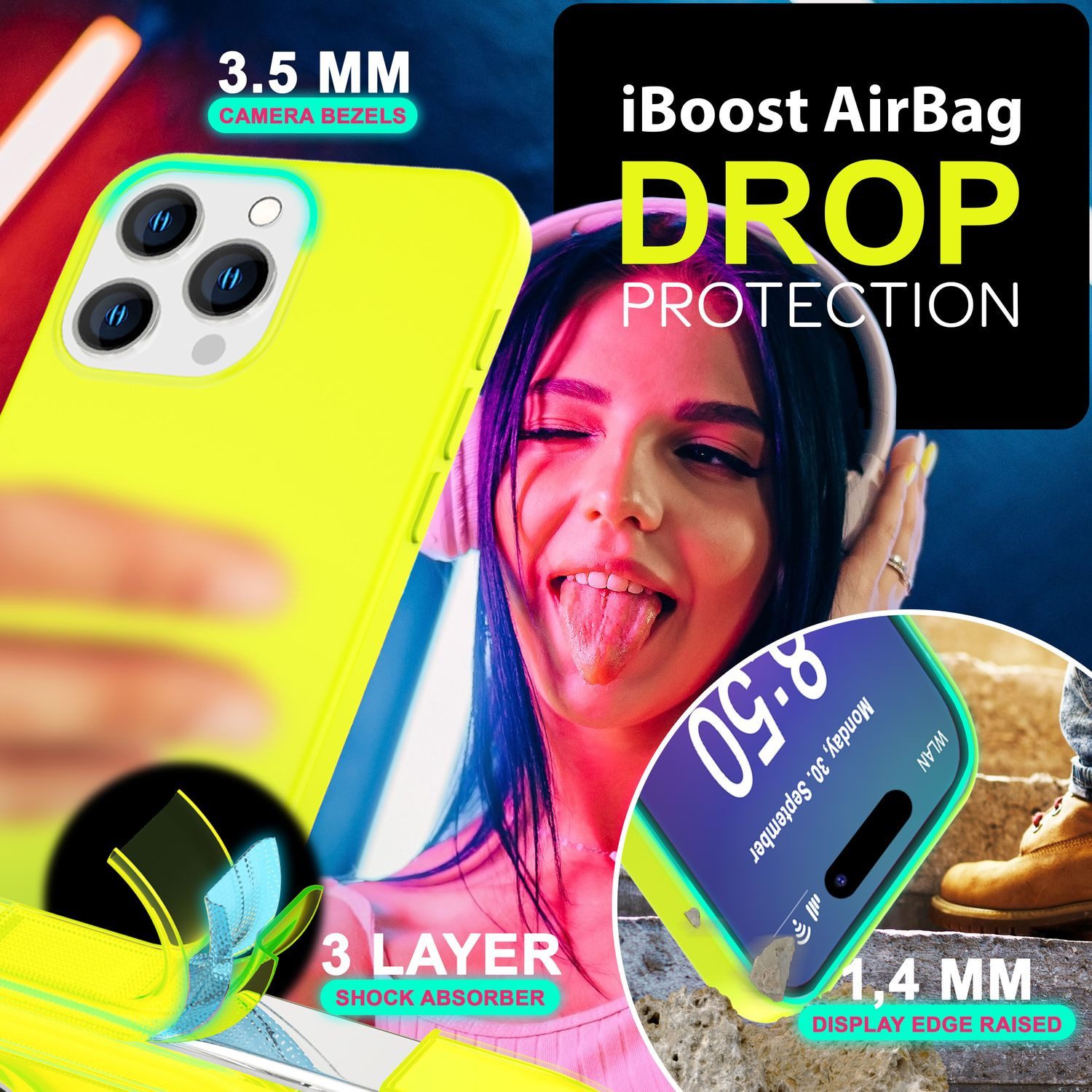 Nalia Smartphone-Hülle Apple iPhone 16 Pro Max 17,5 cm (6,9 Zoll), Neon Silikon Hülle / Bunte Farben / Slim Case / Anti-Fingerprint Cover