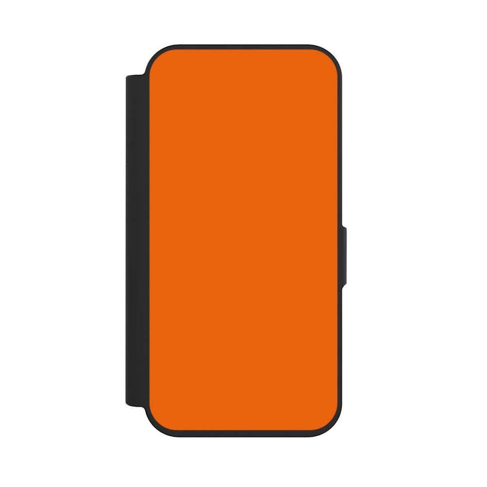 NIVOCASE Handyhülle einfarbig orange Farbe Mandarine, Apple iPhone 15 Pro Klapphülle Handyhülle aus Kunst Leder