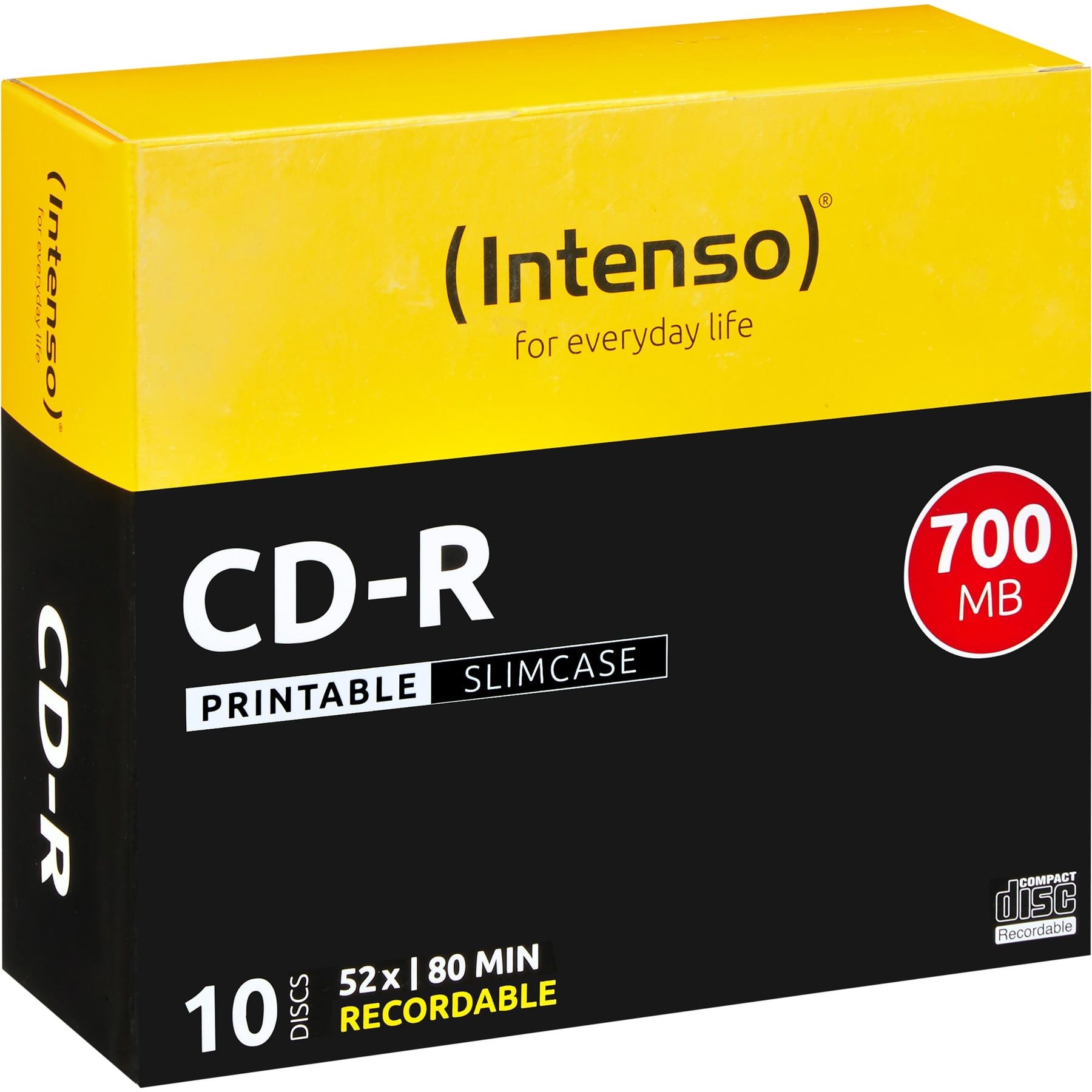 Intenso CD-Rohling INTENSO CD-R Rohling (bedruckbar) Slimcase 10 Stück