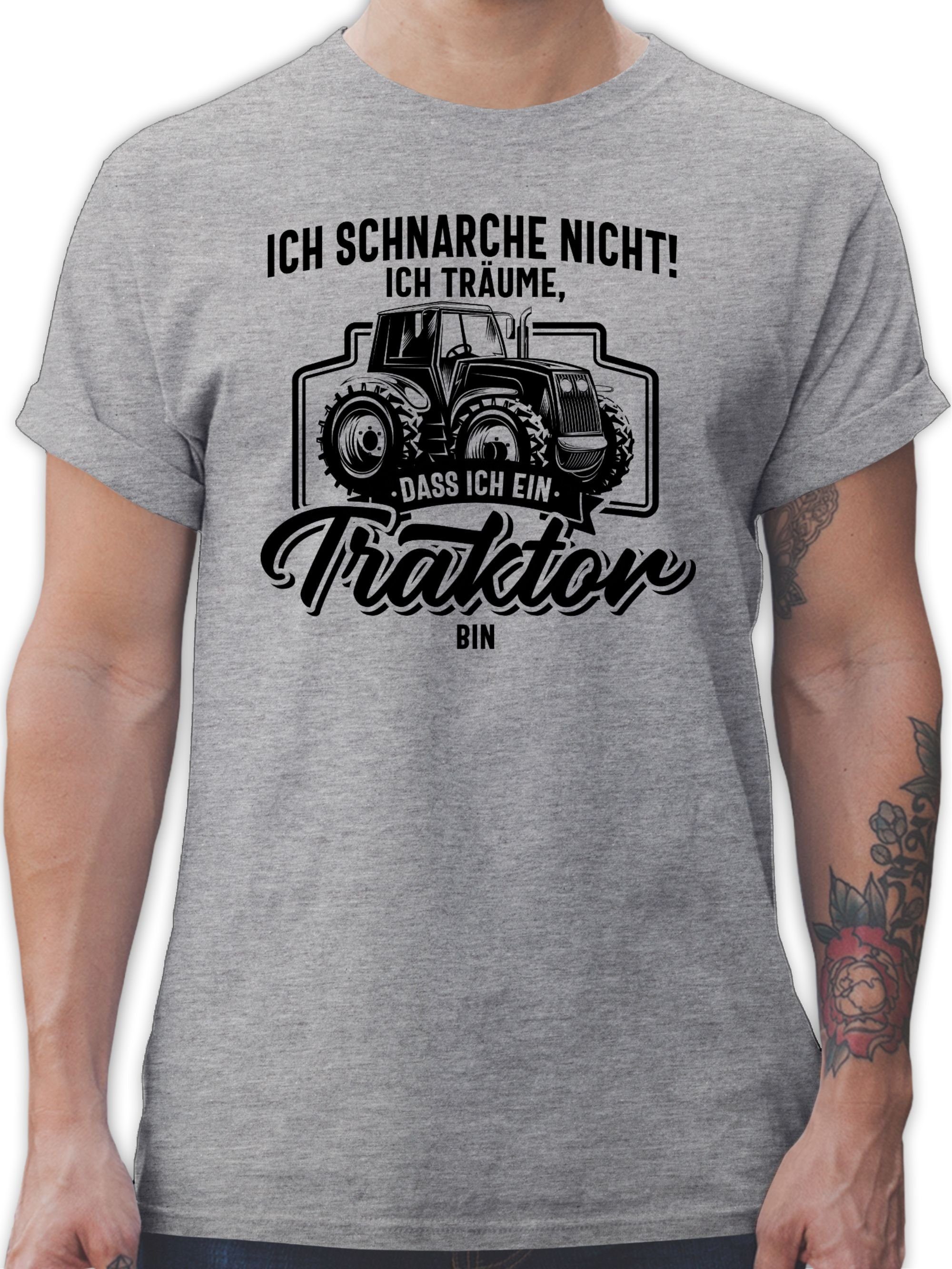 Shirtracer T-Shirt Ich schnarche nicht ich träume dass ich ein Traktor bin schwarz Traktor 2 Grau meliert