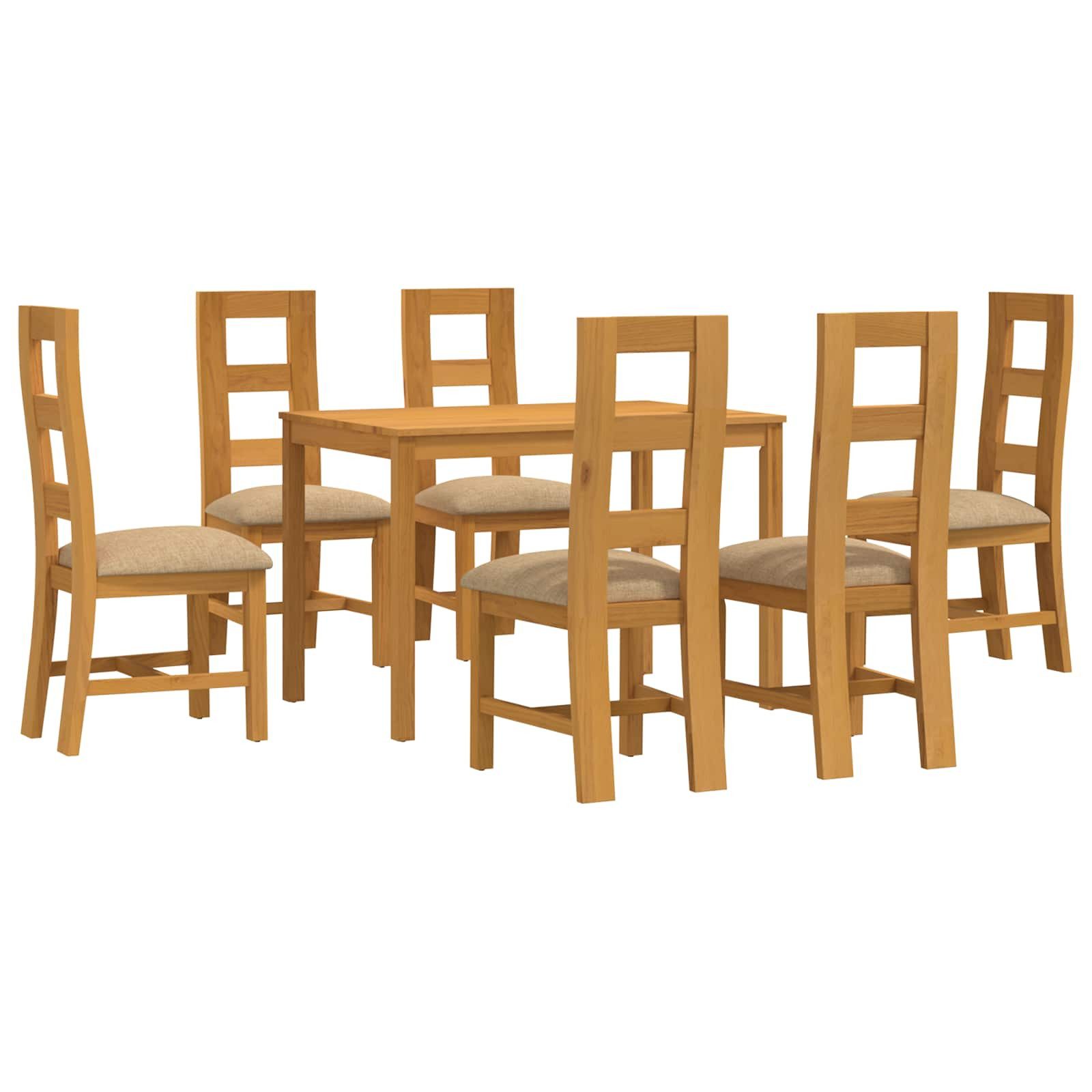 vidaXL Gartenlounge-Set Essgruppe 7 stk. Beige Massivholz Eiche, (7-tlg)