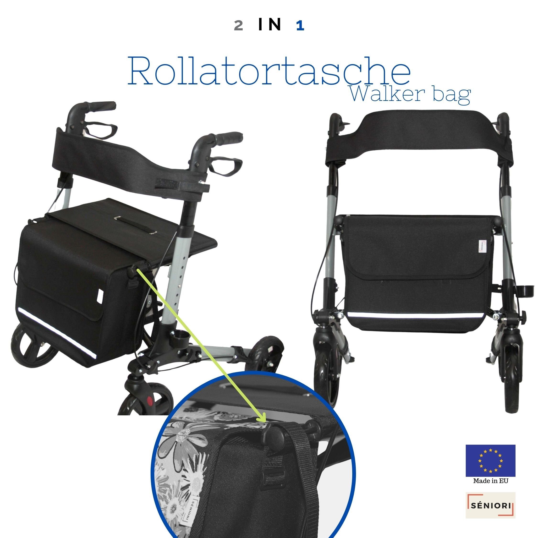 Seniori Aufbewahrungstasche SENIORI Rollator / Rollstuhl Tasche Rollatortasche Rollstuhltasche, 2. Schwarz_Classic – Bild 4 von 5