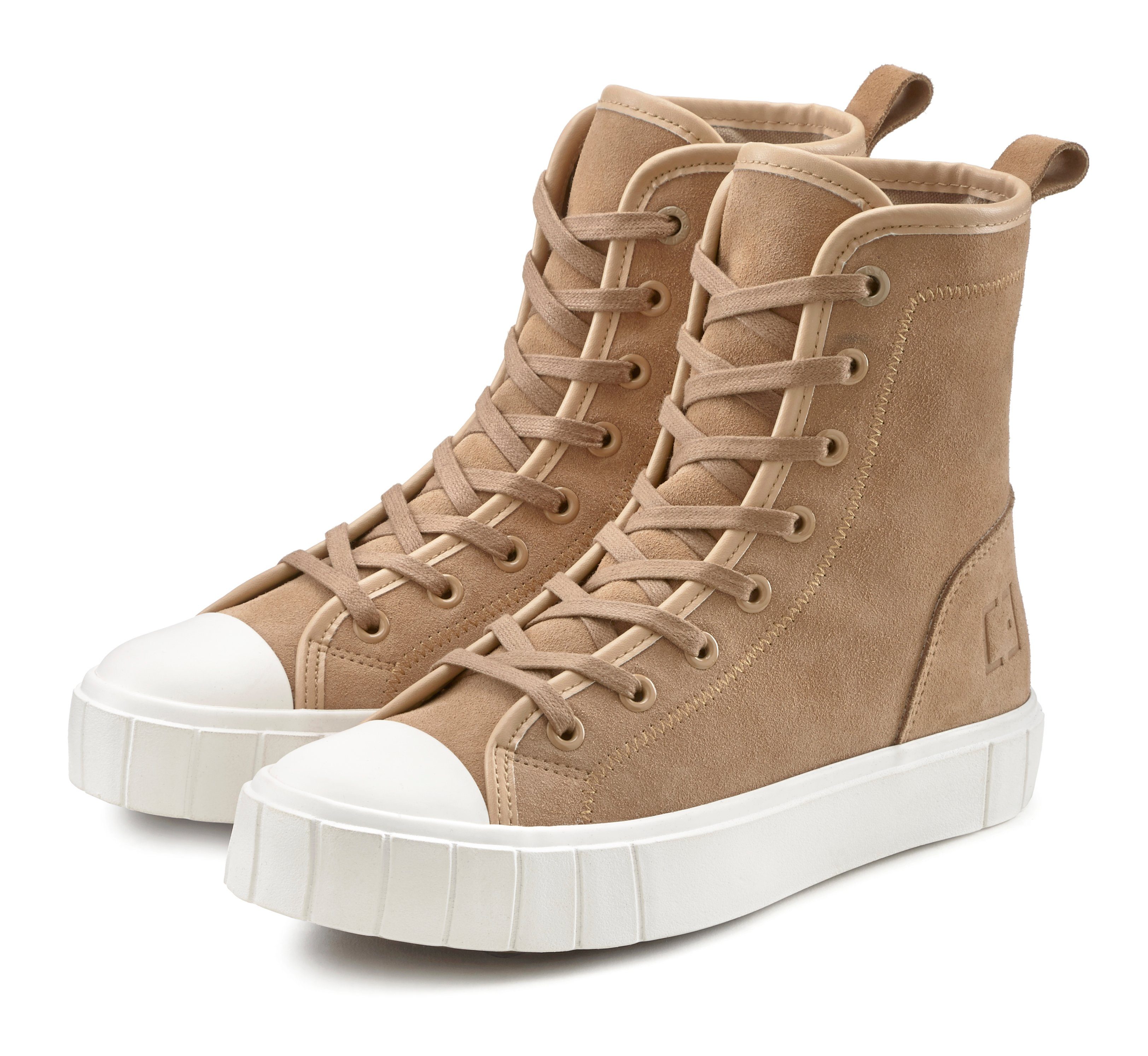 Elbsand Leder, Schnür-Boots im aus Stiefelette High-Top-Sneaker, Casual weichem Look