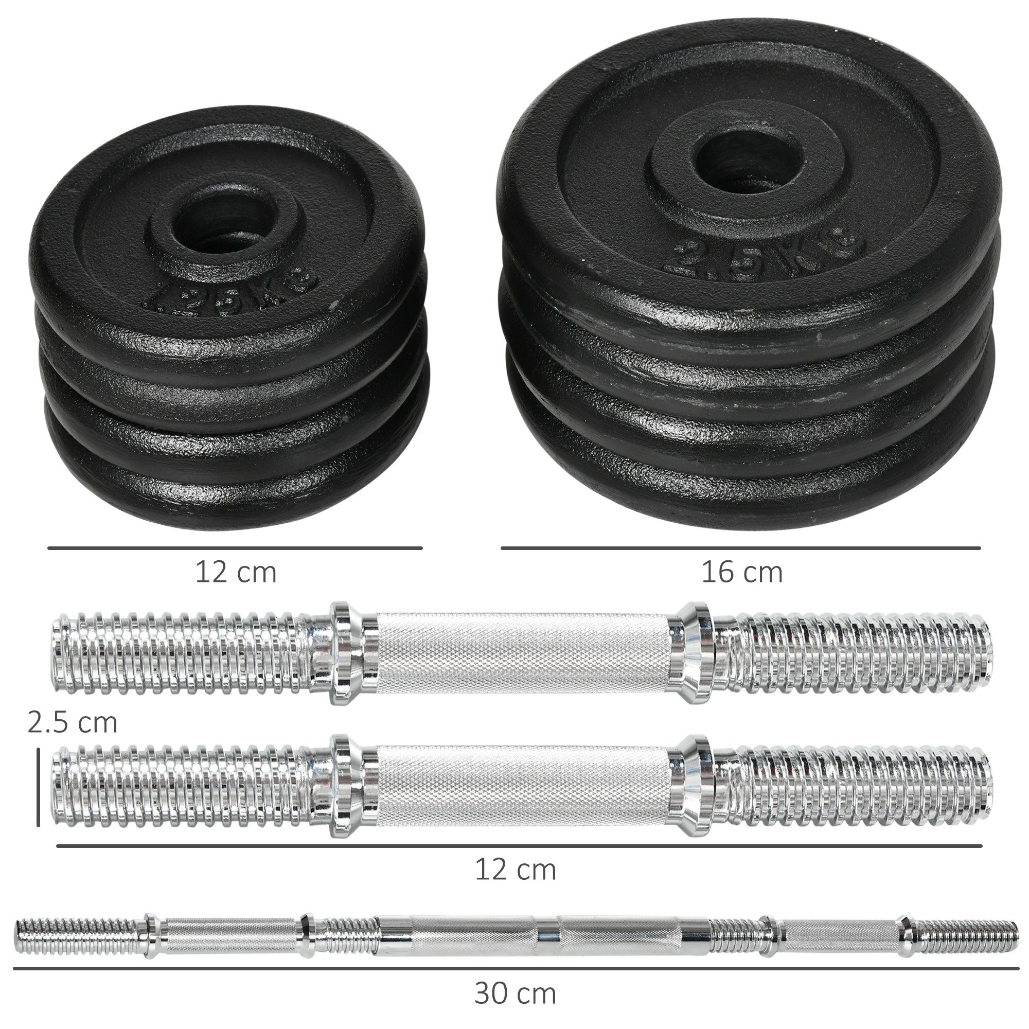 MC Star Hantel-Set 2 in 1 Hantelnset verstellbares Dumbbellset 20 KG Kurzhantel, (und Langhantel mit Verbindungsrohr rostfrei und rutschfest für effektives Training)