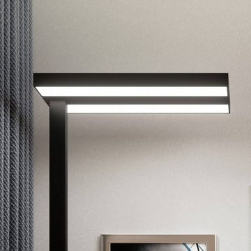 Arcchio Stehlampe Logan, dimmbar, LED-Leuchtmittel fest verbaut, universalweiß, Modern, Aluminium, Kunststoff, Schwarz, weiß, inkl.