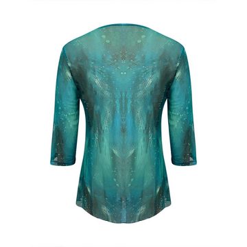 AFAZ New Trading UG Hemdbluse Damen-Shirt, 3/7-Ärmel, Blumen-Tunika-Shirt, lockeres Longshirt