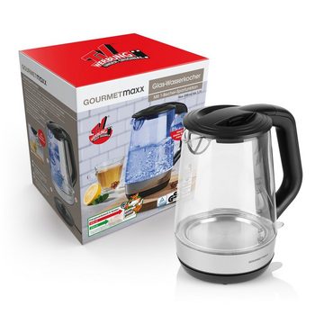 GOURMETmaxx Wasserkocher Glas-Wasserkocher 1,7l Edelstahl/schwarz, 1.7 l, 2200,00 W