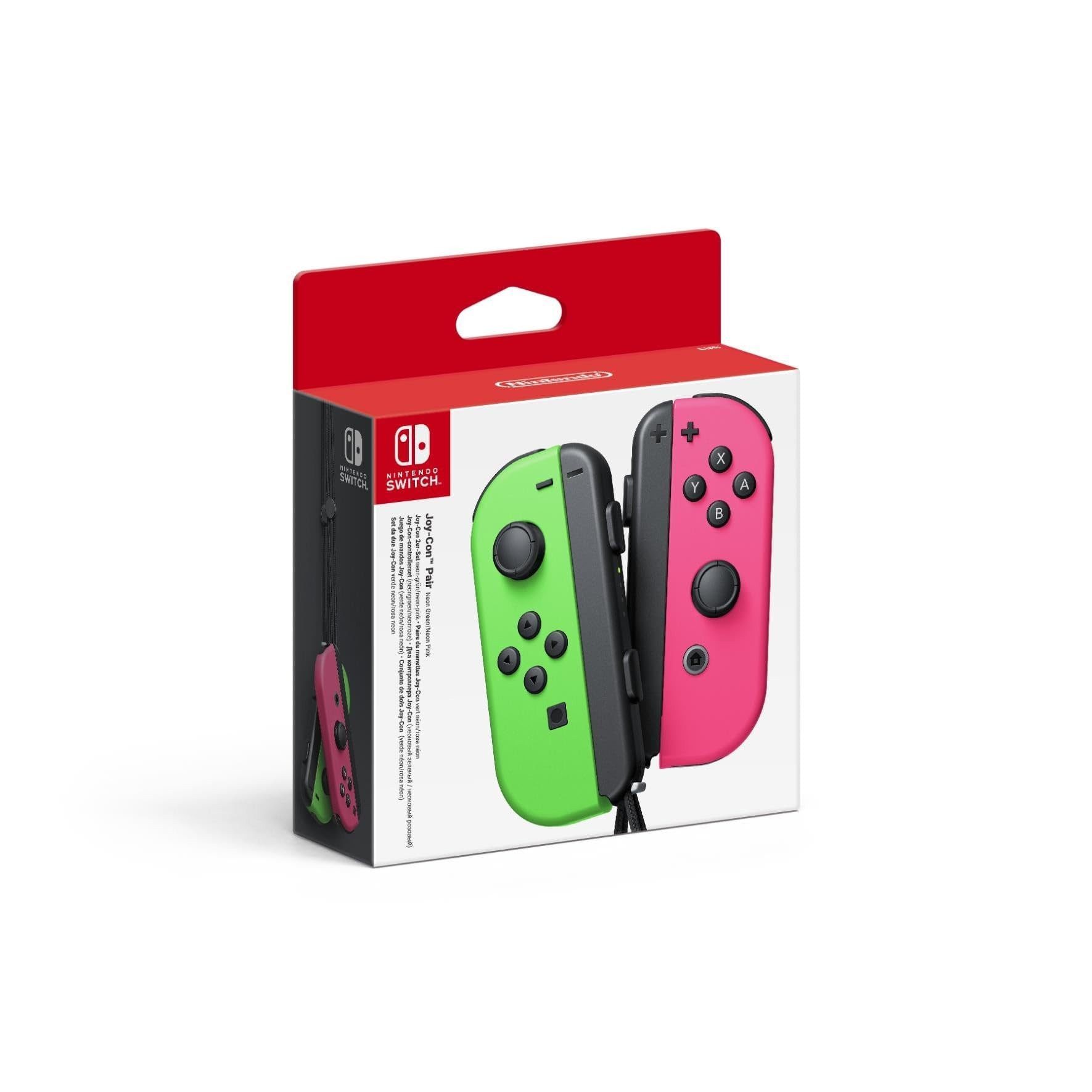 Nintendo Joy-Con 2er-Set Neon-Grün/Neon-Pink Switch-Controller (Neon-Grün/Neon-Pink, wiederaufladbar, Bewegungsaufnehmer)