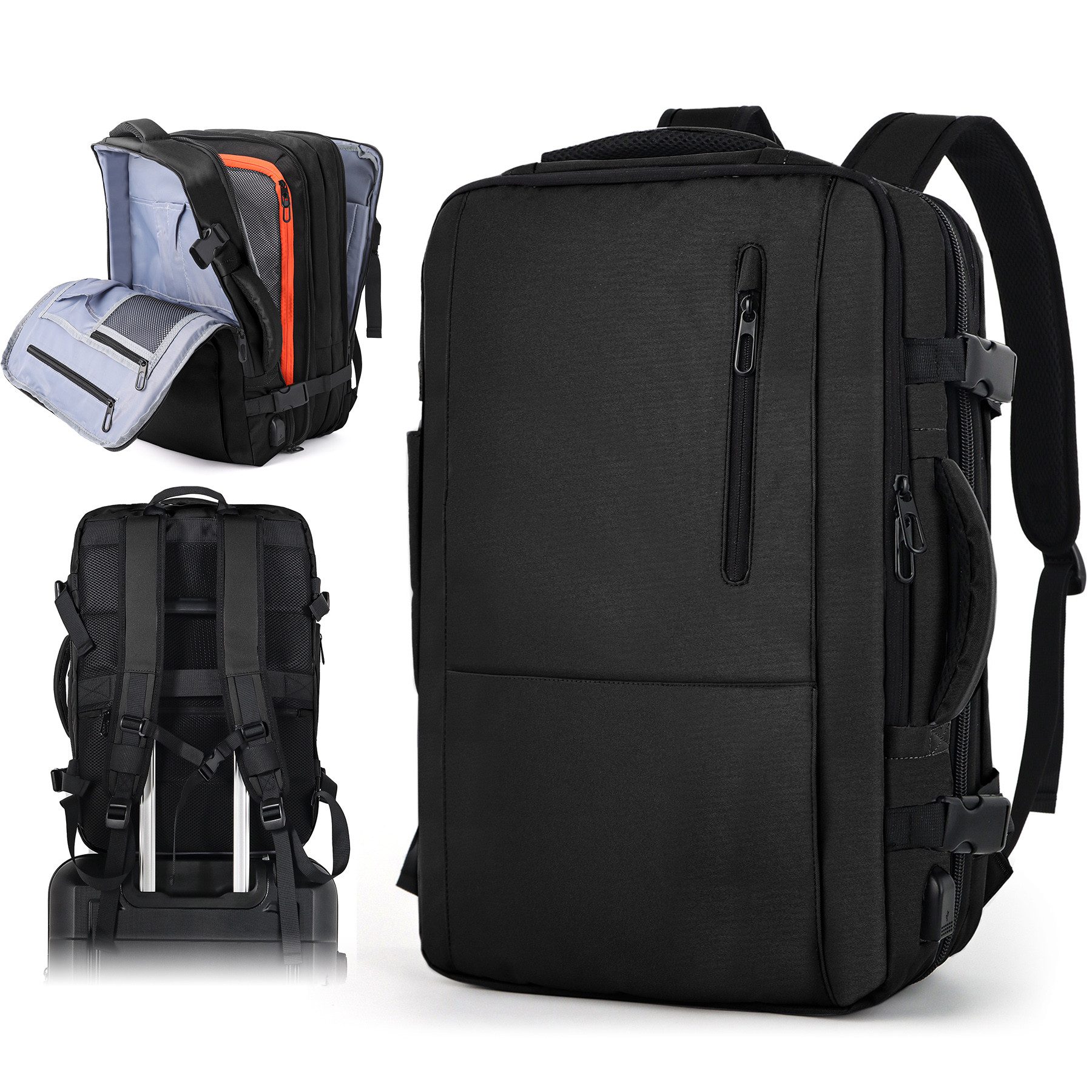 Reiserucksack 30-50L Großer Handgepäck Rucksack Erweiterbarer Reiserucksack