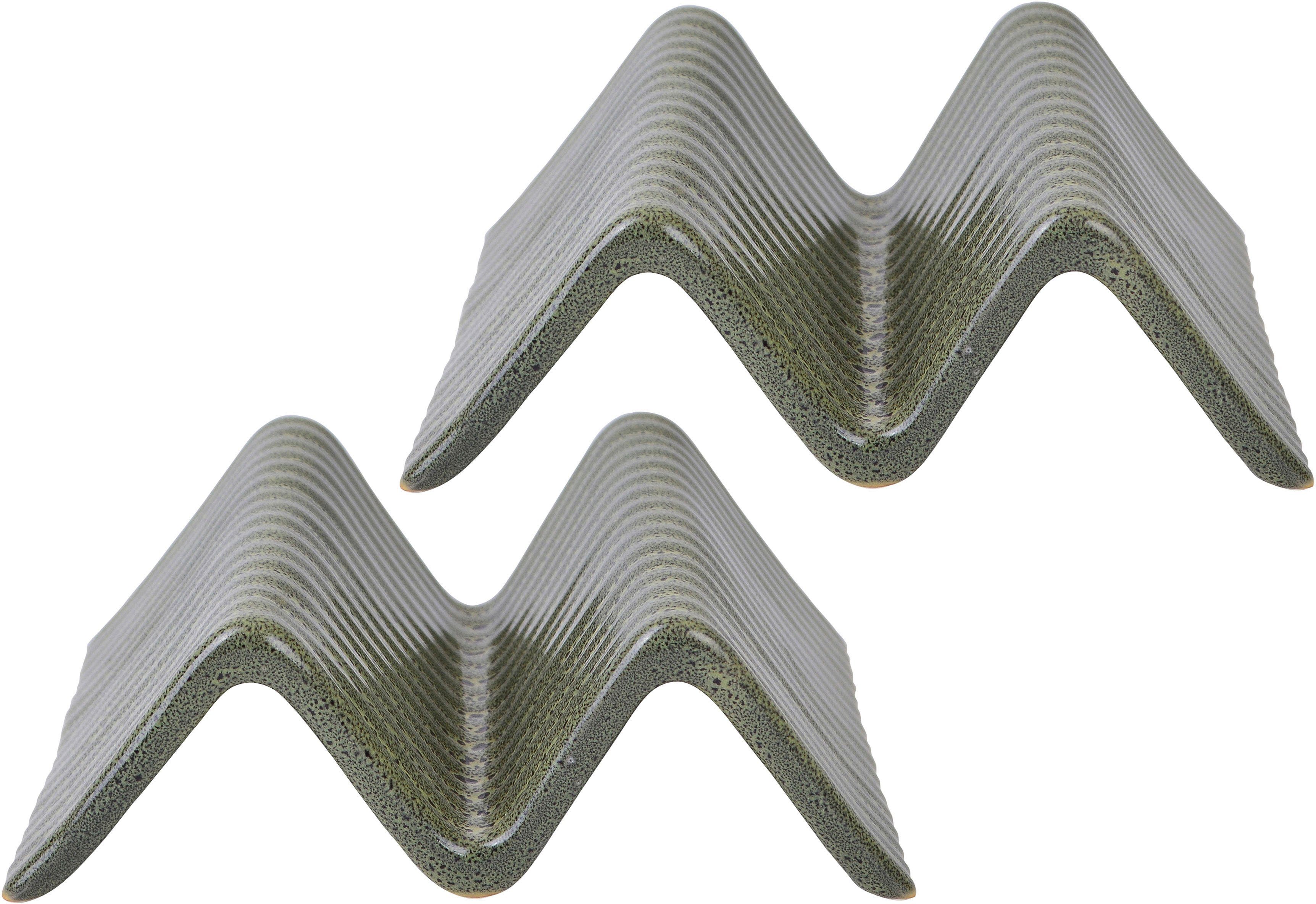 CreaTable Servierplatte Taco Stand, Steinzeug, (Set, 2-tlg), Servier Set, Topaktueller „Streat Food“ Trend