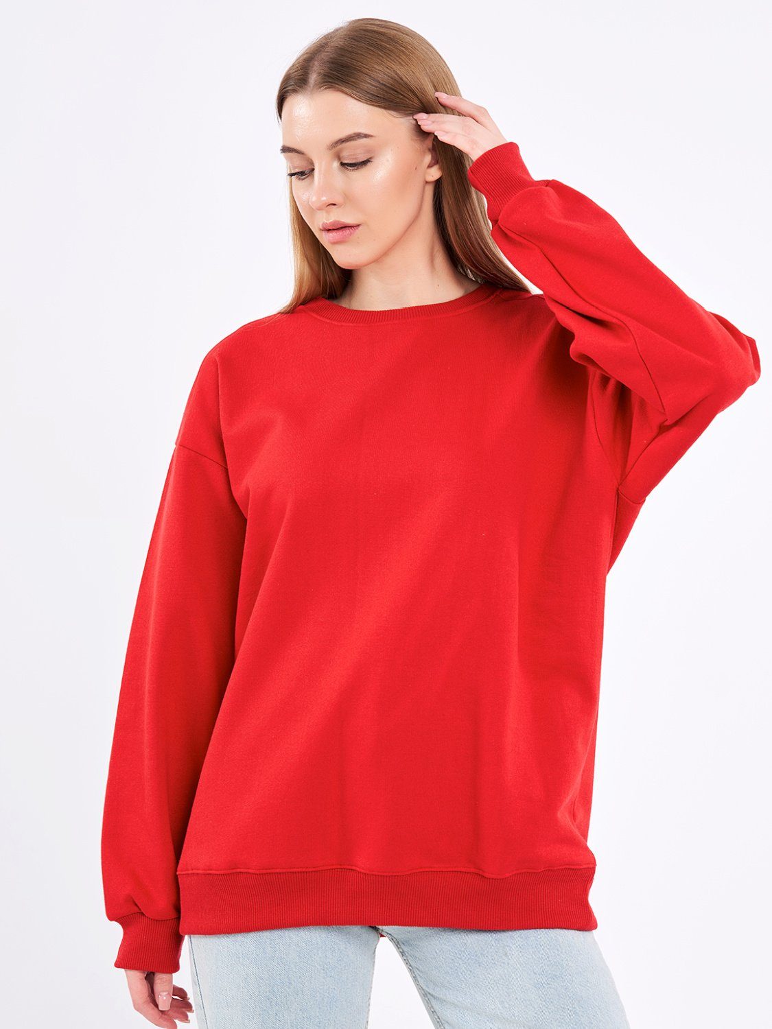 COMEOR Sweatshirt Damen Oversize Pullover Langarm Baumwolle