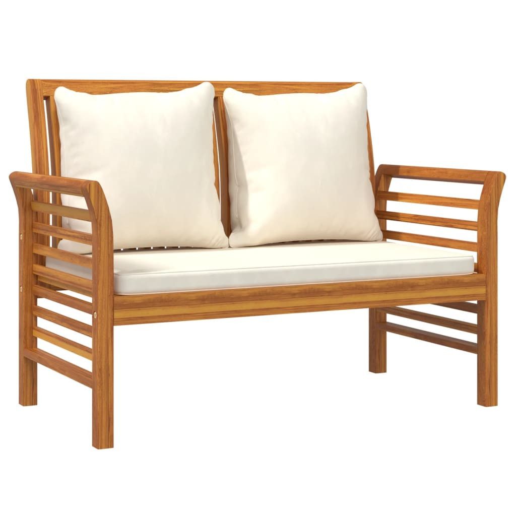 vidaXL Gartenbank Sofabank mit Cremeweißen Kissen Massivholz (1-St)