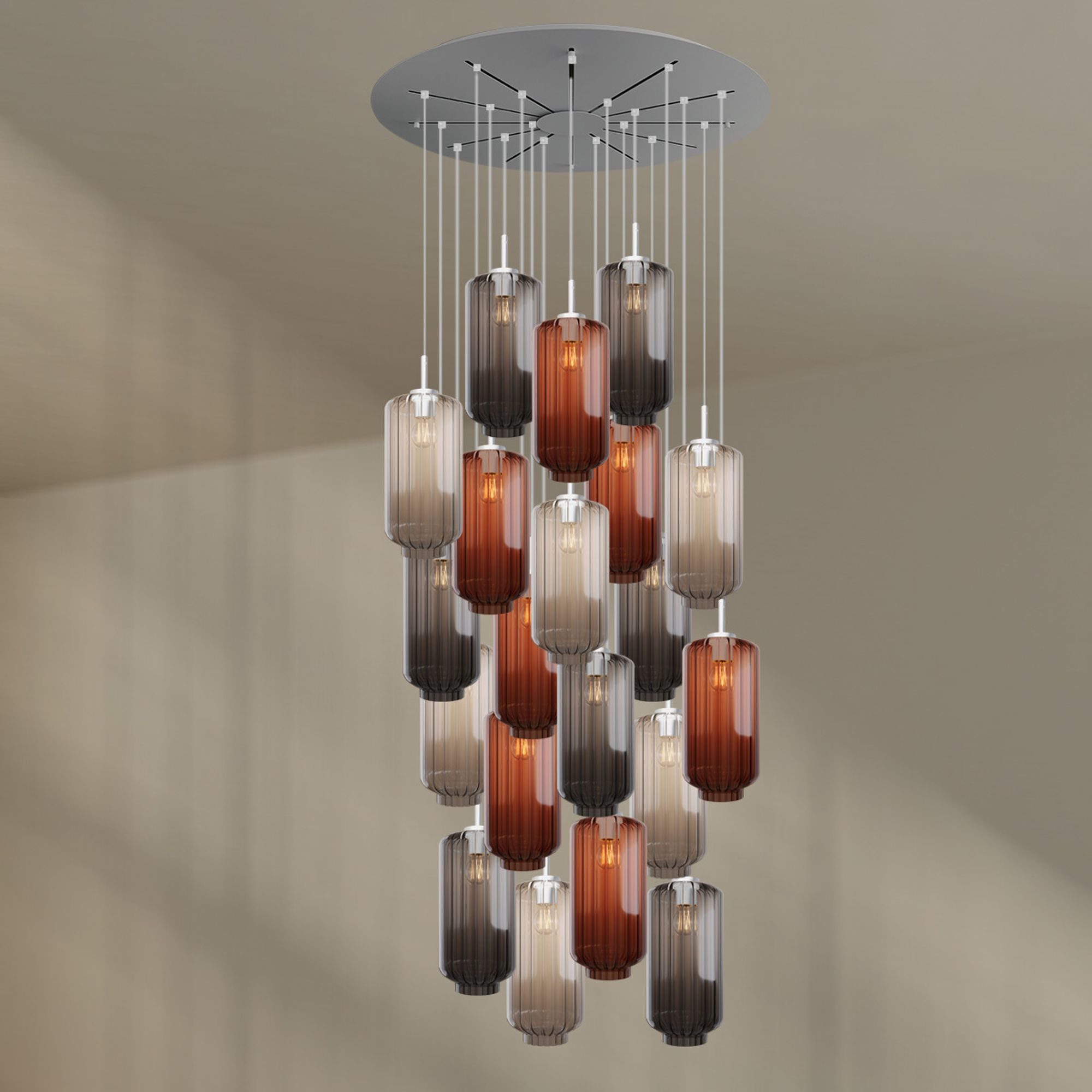 s.luce Pendelleuchte Velo Galerieleuchte 20-flg Ø 120cm Baldachin Ø 18cm Mehrfarbig
