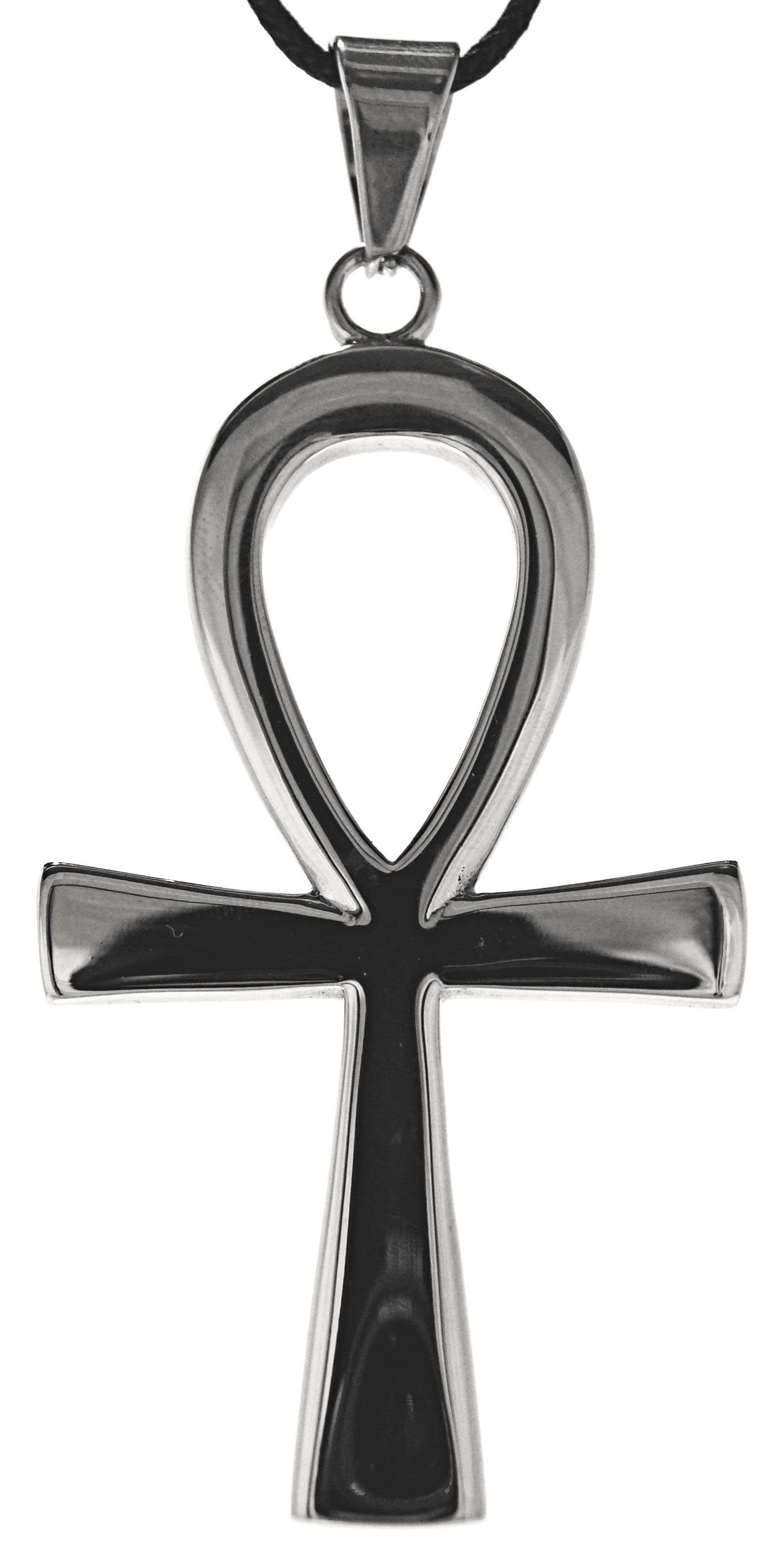 Kiss Leather Kreuz Kettenanhänger aus Anch Koptisches Henkelkreuz Edelstahl Ankh Ägypten of