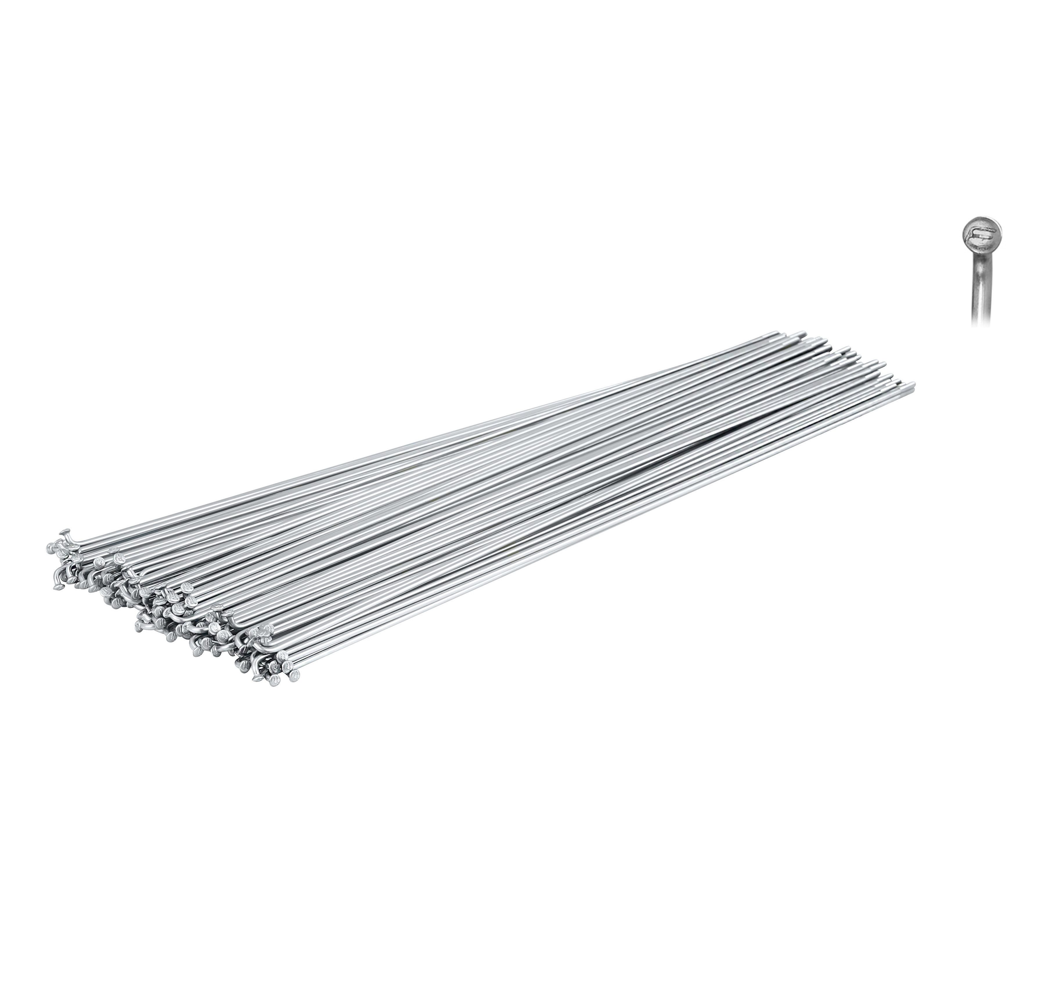 FORCE Fahrrad-Laufrad Force Speichen Inox Silber 2mm ohne Nippel Preis für 6 Stück Länge in