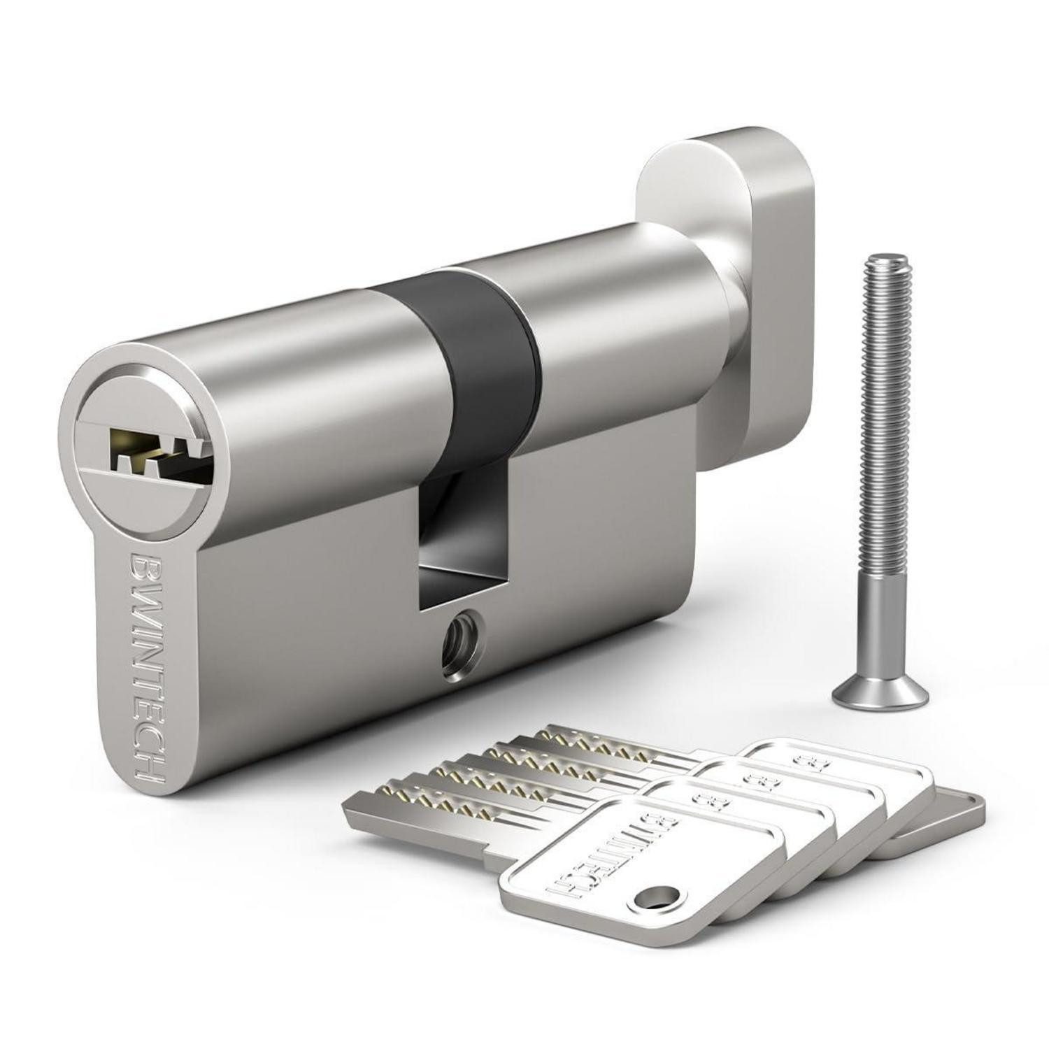 LuxusKollektion Profilzylinder Schliesszylinder Euro 50/50mm Drehknauf Satin Nickel, (1-St)