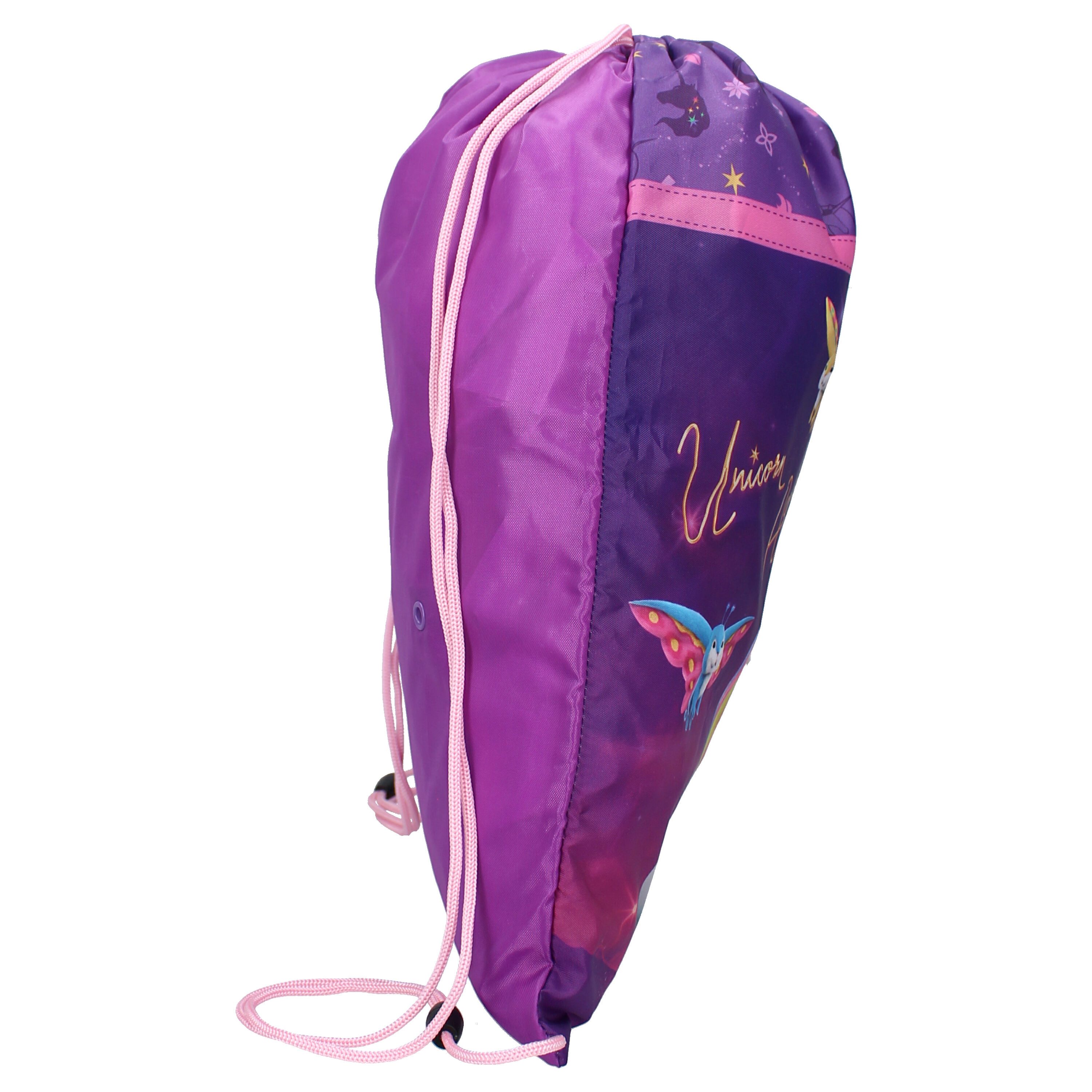 Vadobag Turnbeutel Unicorn Academy Kinder – Sportbeutel Lila 44×36 cm
