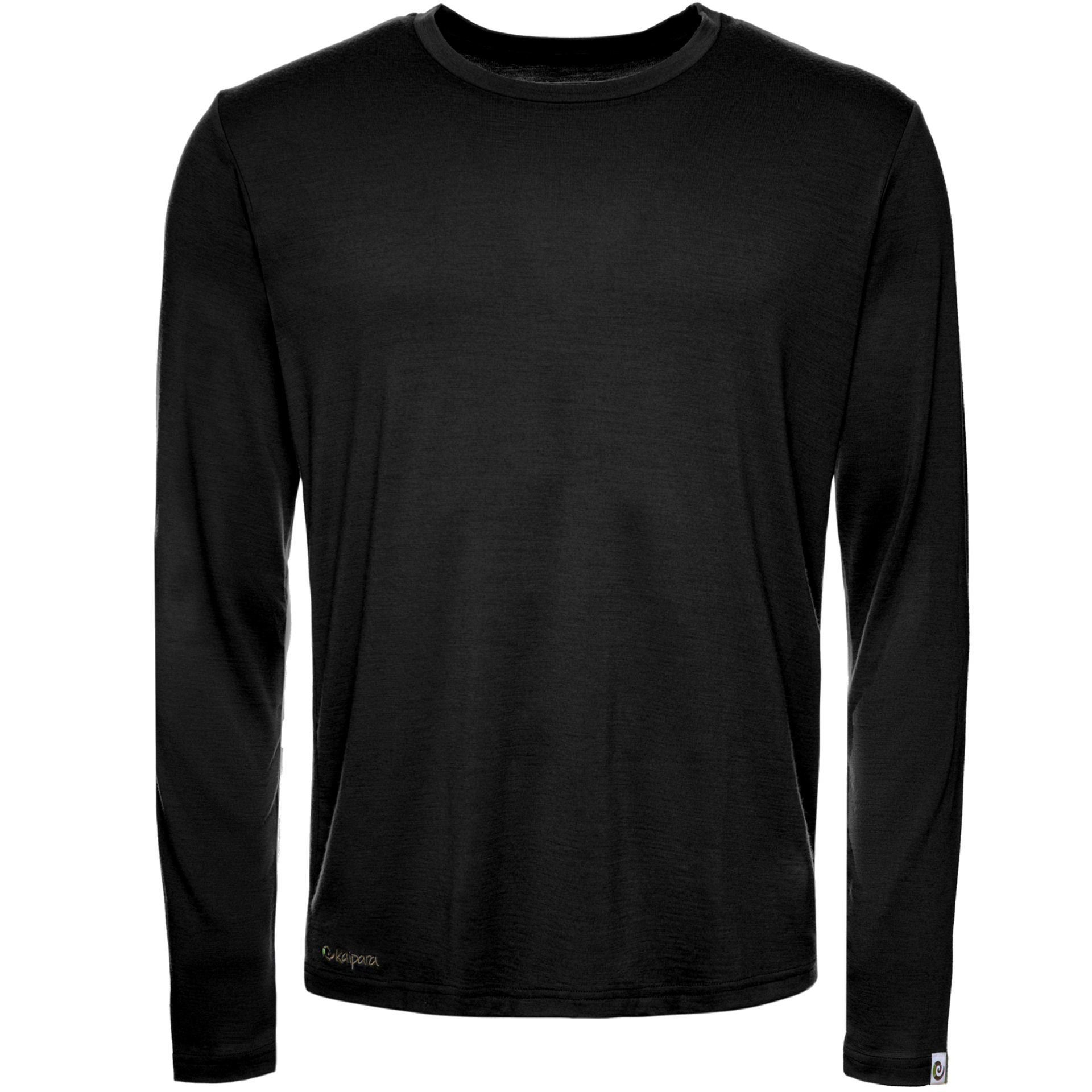 Kaipara - Merino Sportswear Langarmshirt Merino Longsleeve Herren Regularfit 200 (1-tlg) aus reiner Merinowolle Made in Germany Schwarz