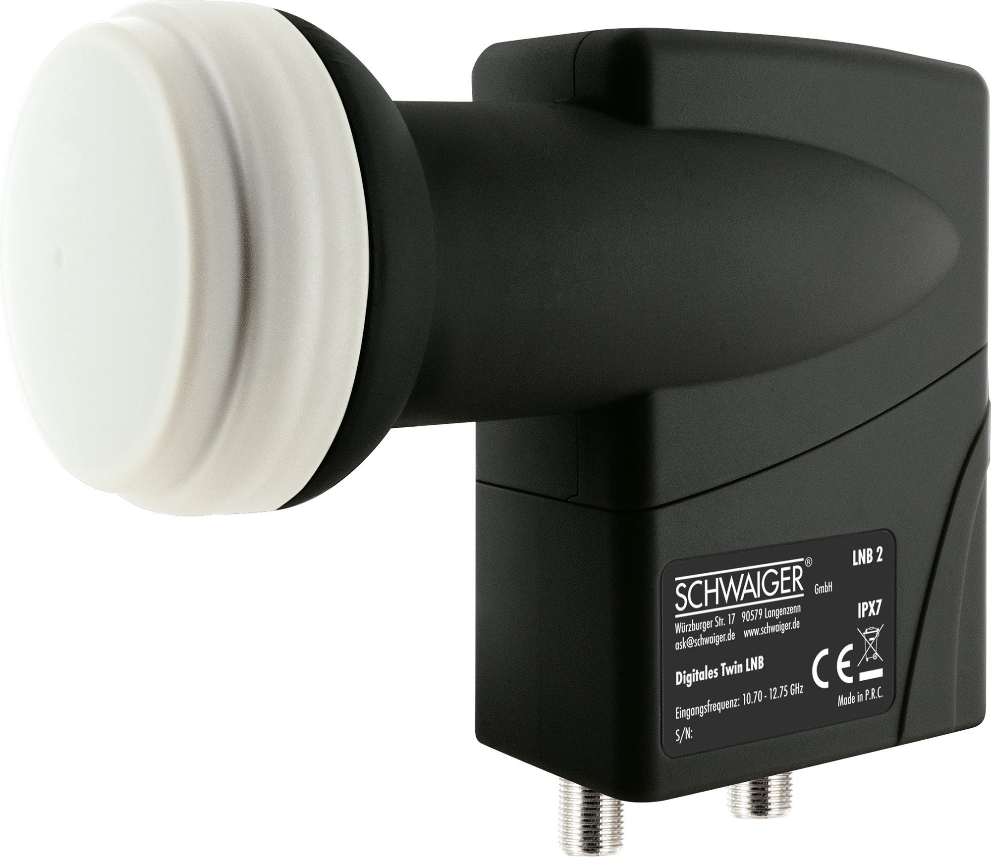 Schwaiger LNB2 Universal-Twin-LNB (für 2 Teilnehmer, herausziehbare Wetterschutzabdeckung, hellgrau)