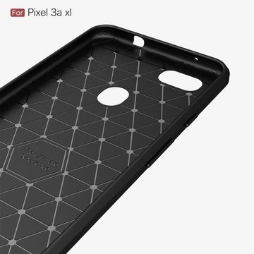 CoverKingz Handyhülle Google Pixel 3a XL Handy Hülle Silikon Case Schutzhülle Carbonfarben, Carbon Look Brushed Design