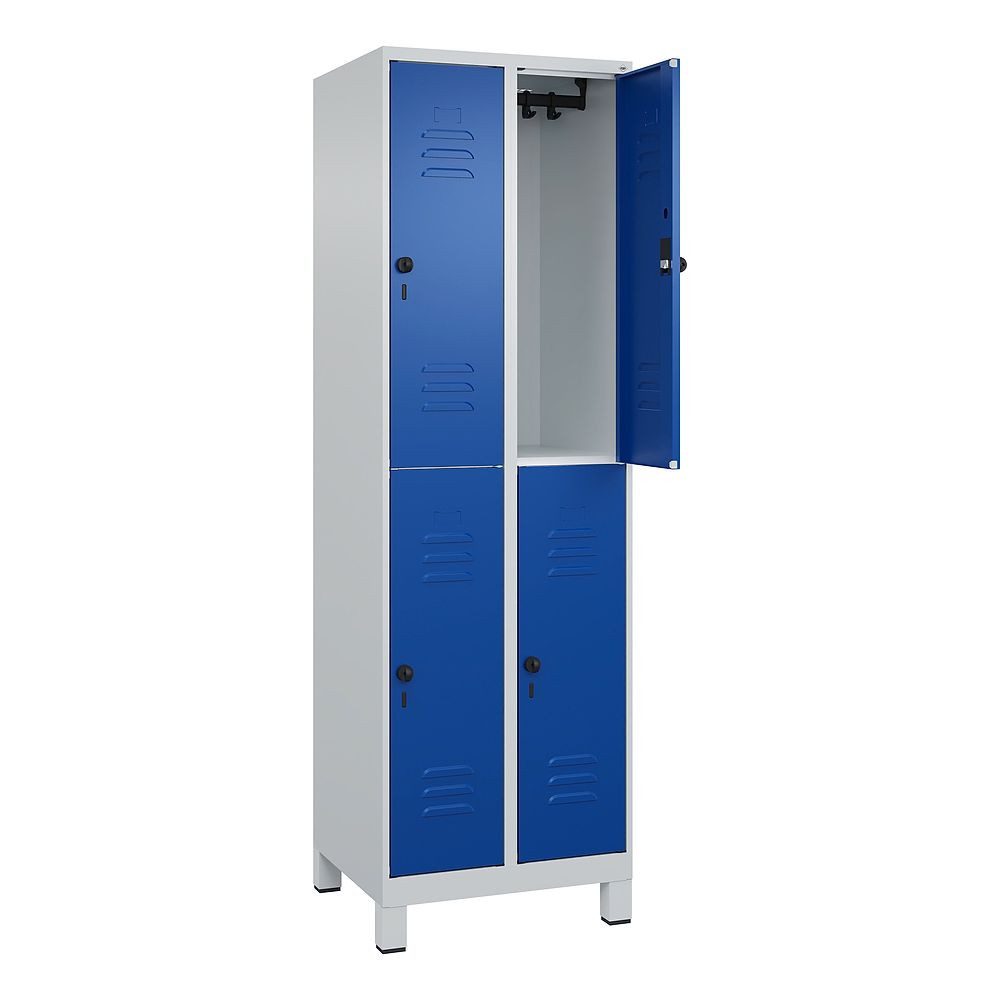 C+P Garderobenschrank Doppel-Garderobenschrank Classic Plus, Abteilbreite 30 cm, mit Füßen Sicherheits-Drehriegel, kein Aufbrechen durch Überdrehen