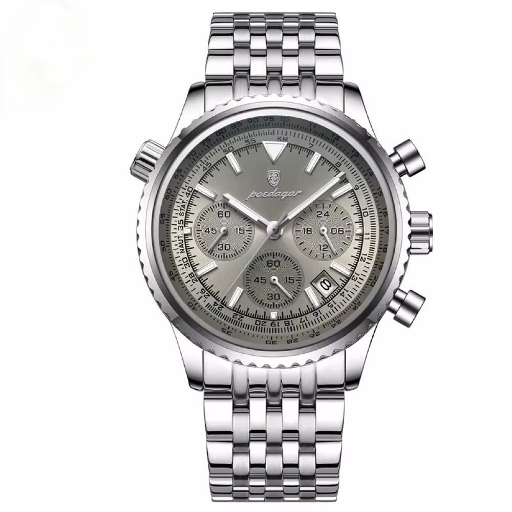 POEDAGAR Quarzuhr Poedagar Herren-Armbanduhr Chronograph Quarz Edelstahl 960