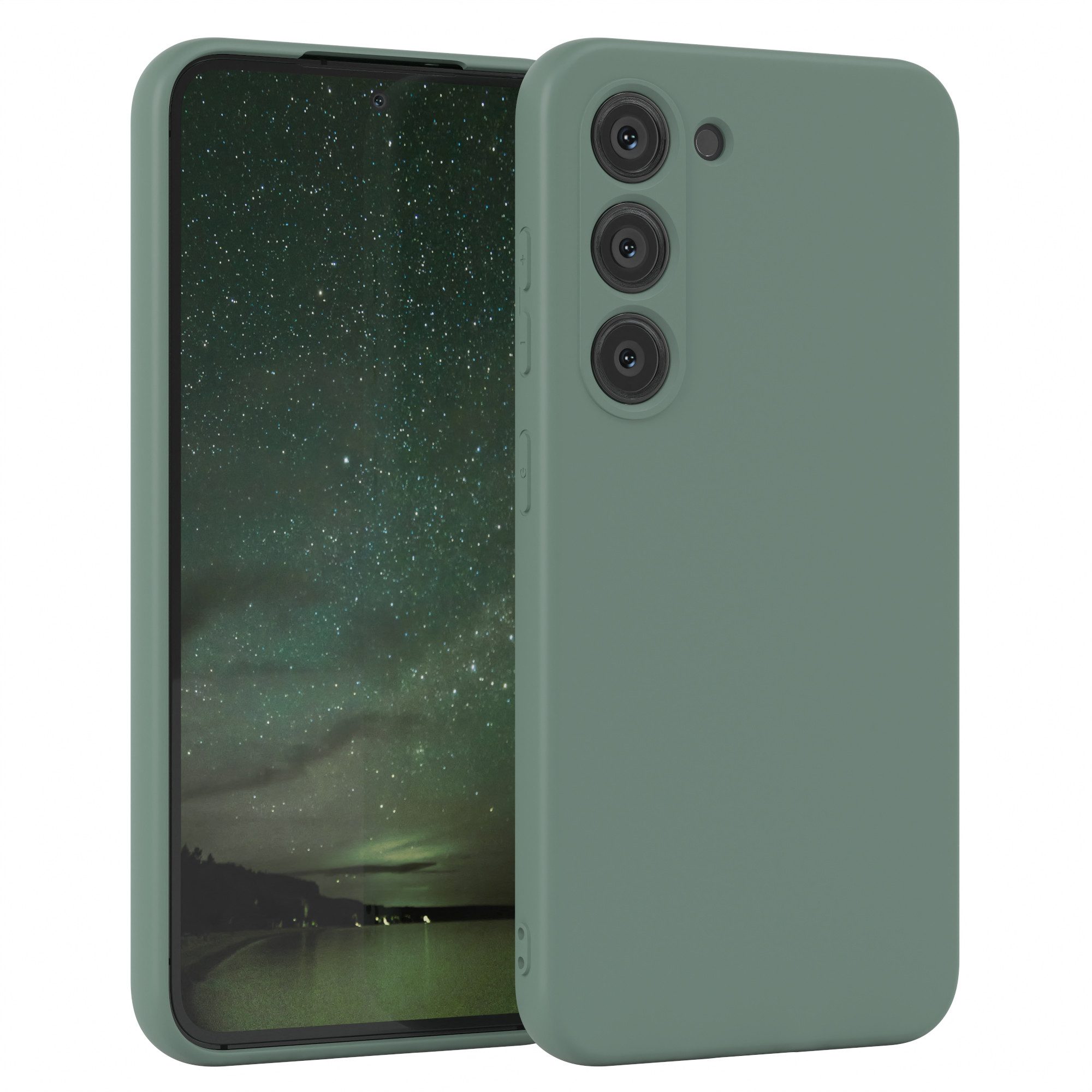 EAZY CASE Handyhülle für Samsung Galaxy S23 Hülle Silikon 6,1 Zoll, Schutzhülle mit Kameraschutz stoßfest telefonhülle Matt Dunkelgrün
