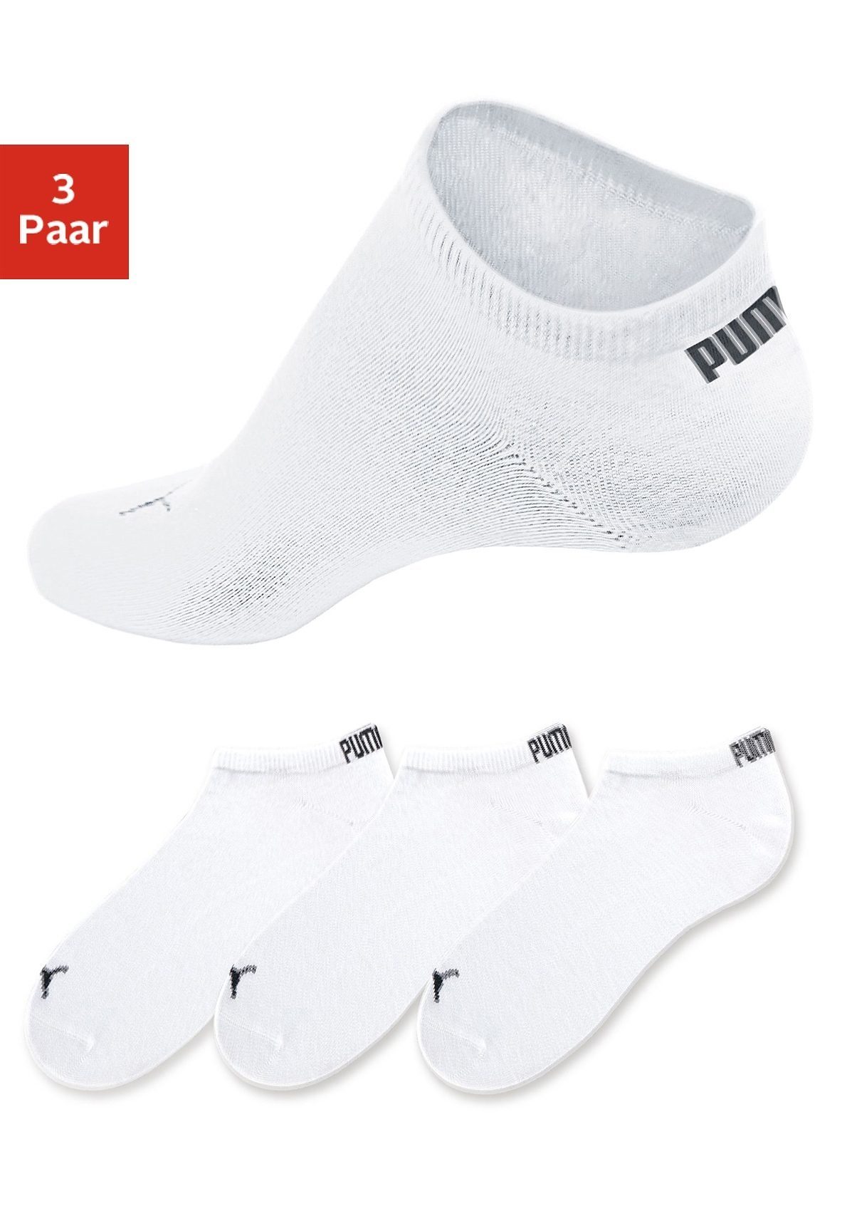 PUMA Sneakersocken (3-Paar) in klassischer Form 3x weiß