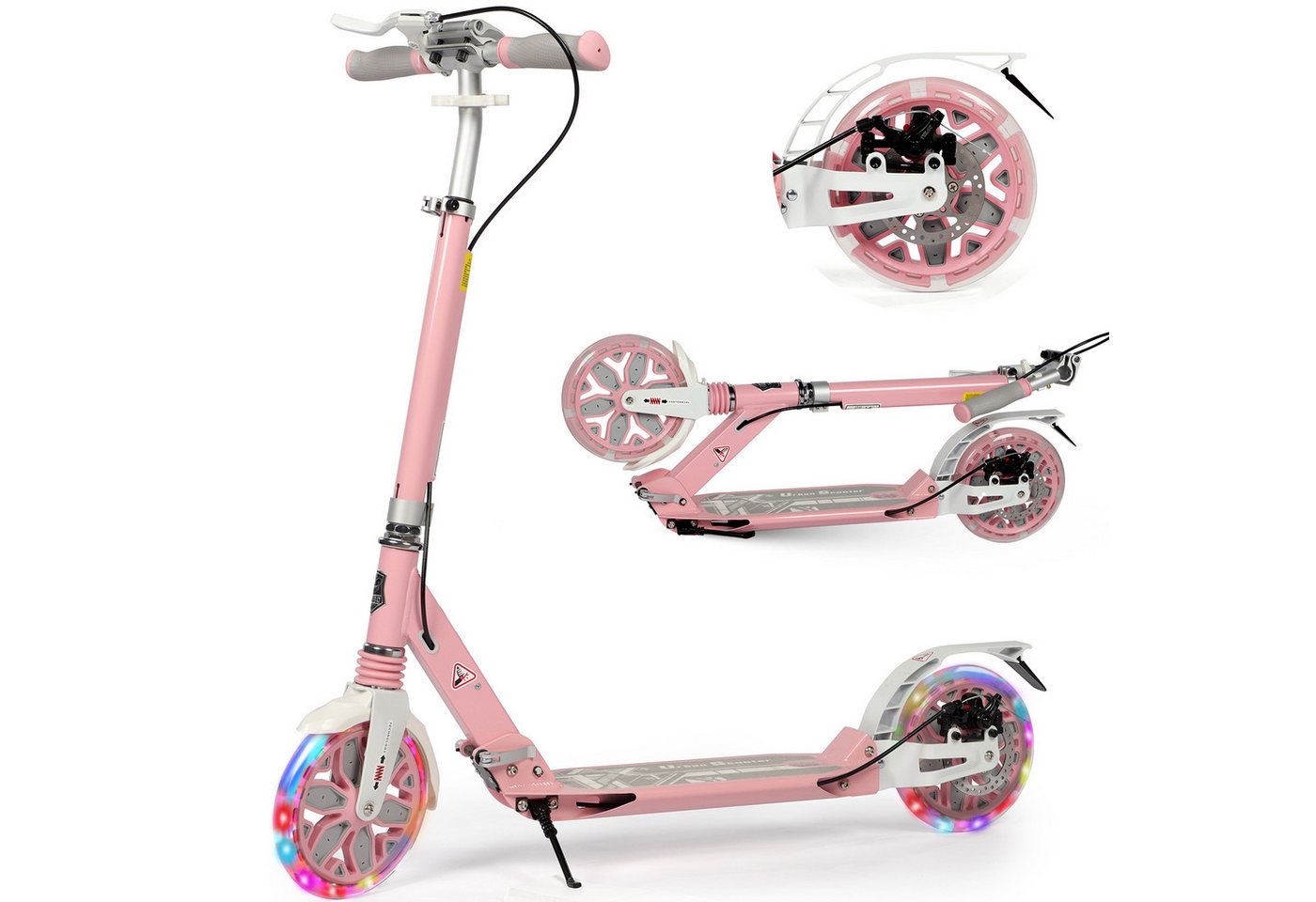 H.yeed Tretroller Kickscooter für Kinder ab 8–12 Jahren, mit Scheibenbremsen, Cityroller für Erwachsene mit Stoßdämpfung