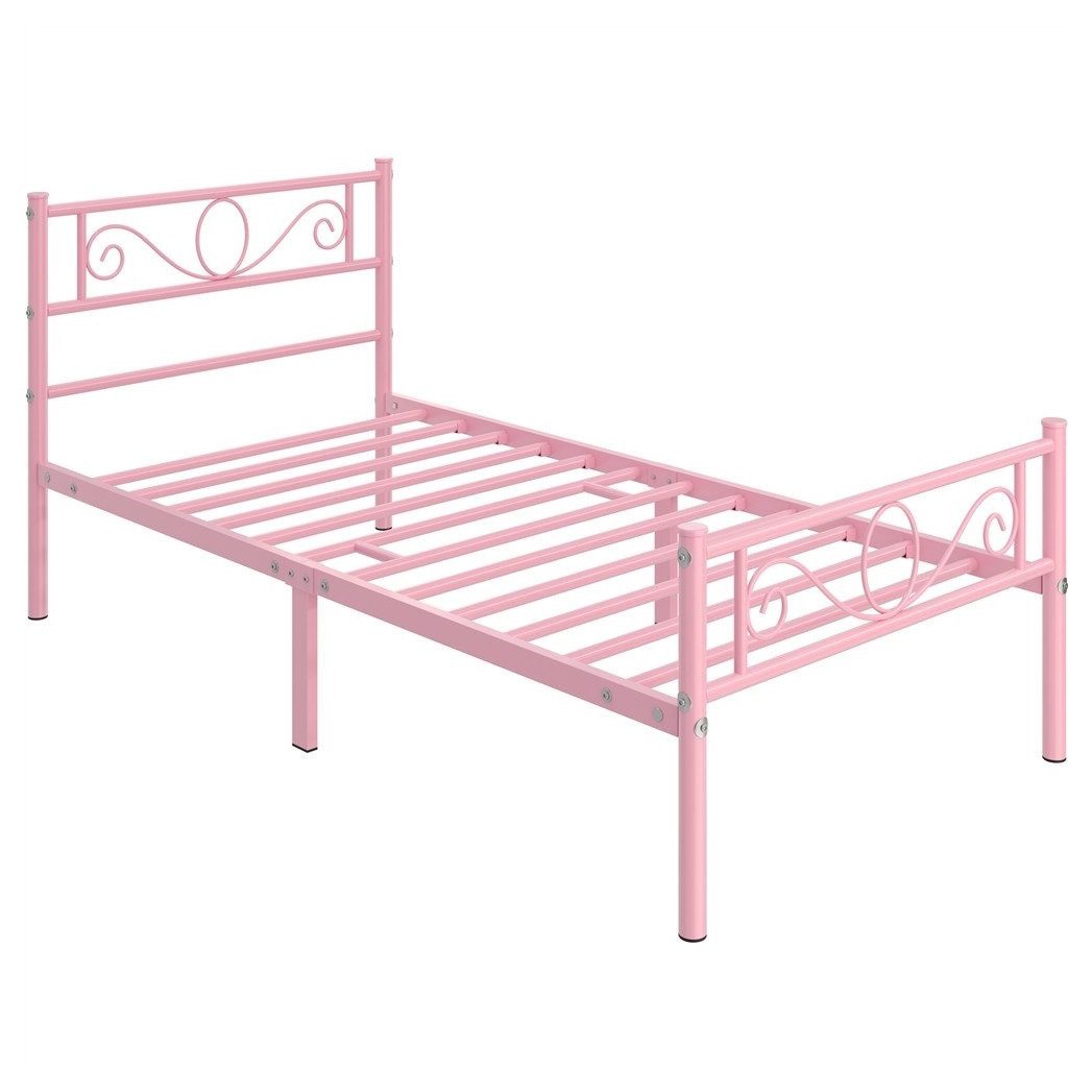 Yaheetech Bettgestell Metallbett mit Kopfteil, Einzelbett/Doppelbett günstig online kaufen