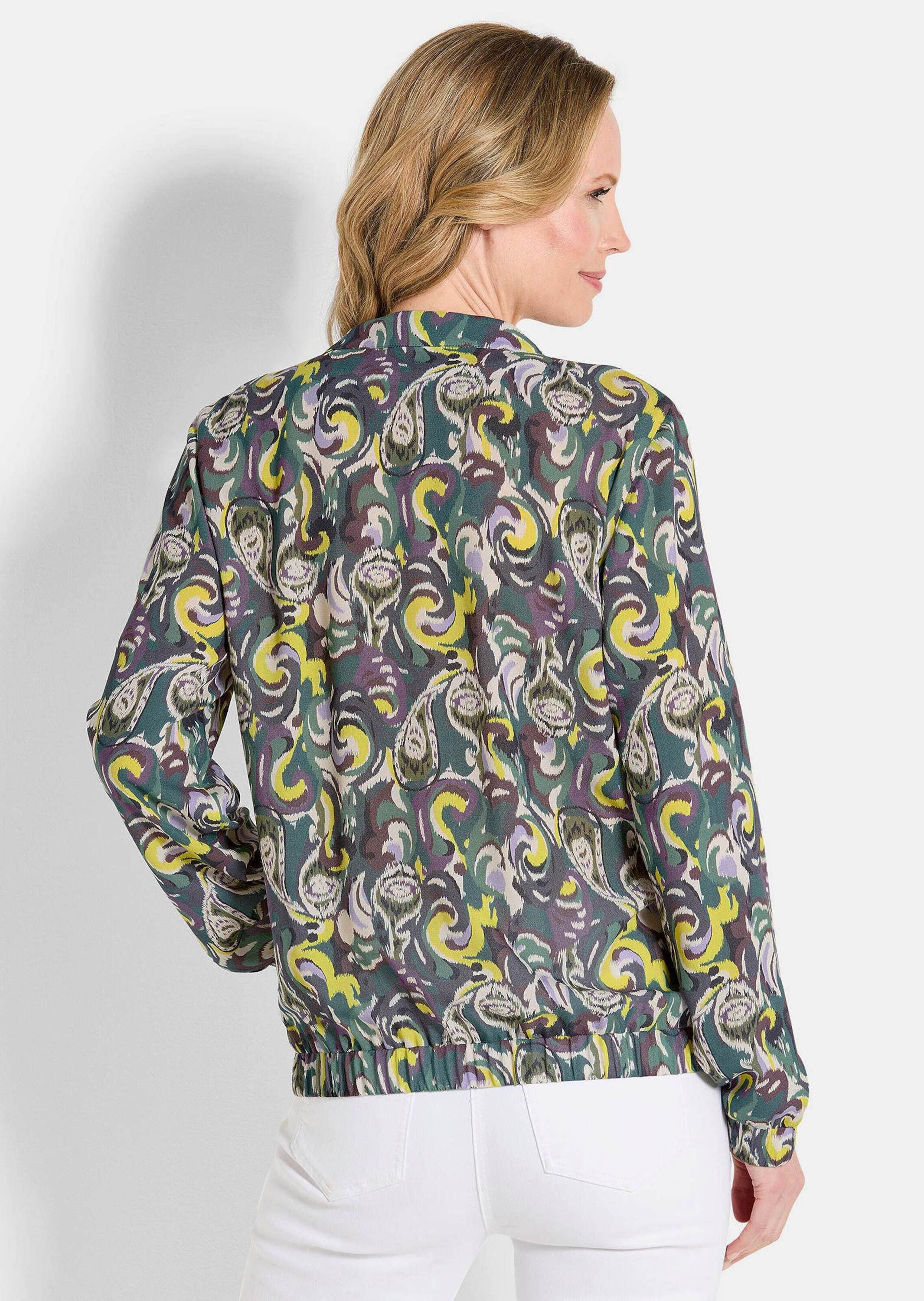 GOLDNER Allwetterjacke Sportliche Viskosejacke, Allover-Print Leichter Blouson mit elastischem Saum, Reißverschluss, Langarm