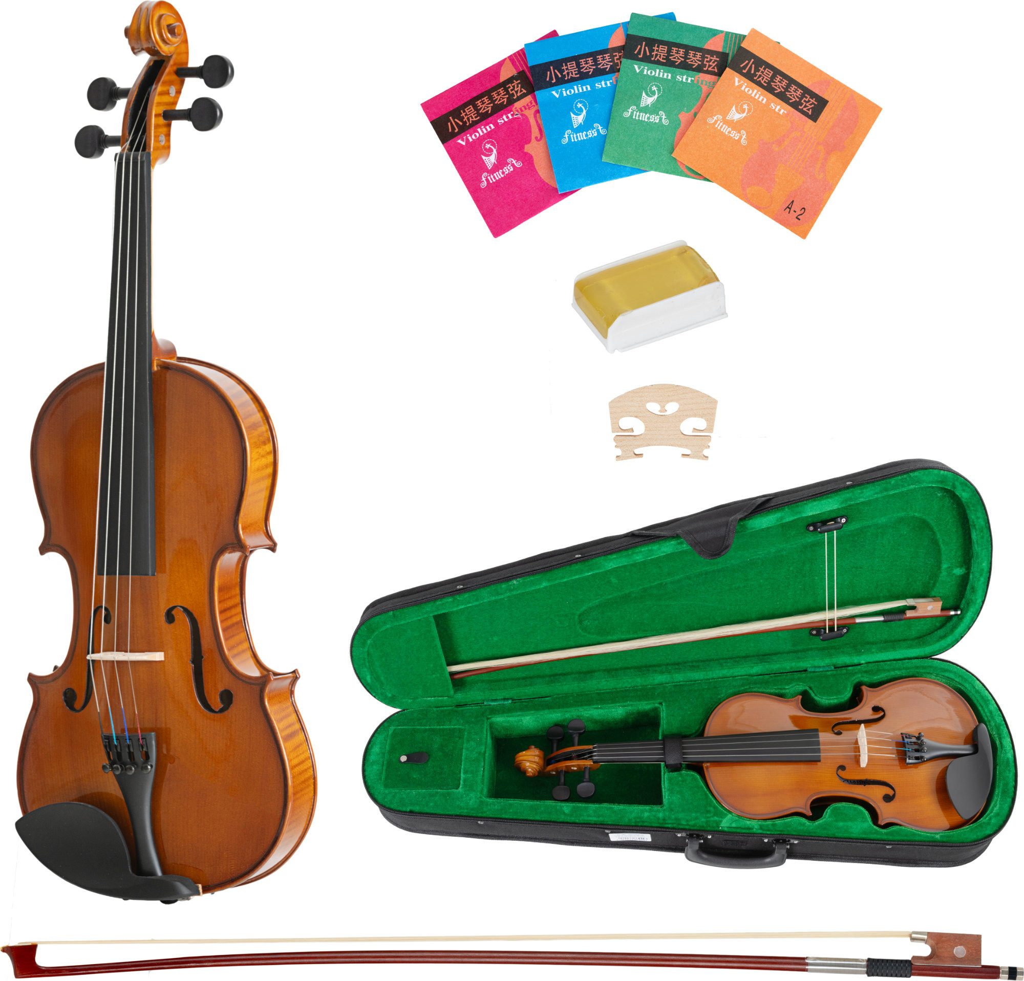Classic Cantabile Violine VP-130 4/4 Violinenset Natur - Klassisches Design - Moderne Optik, Komplettset, Einsteiger/Schülerinstrument, inkl. Bogen, Koffer, Kolophonium und Ersatzsaiten