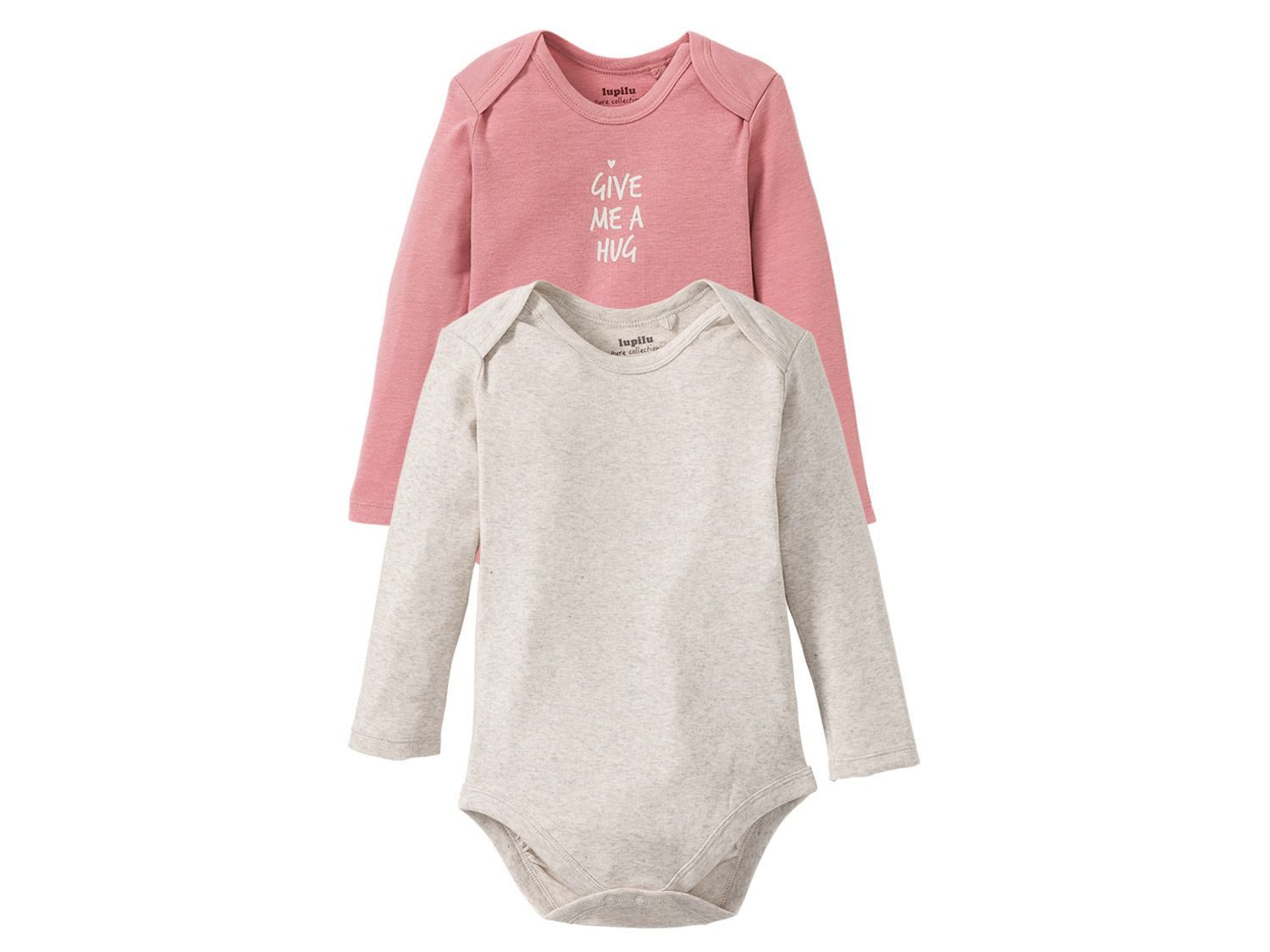 lupilu Body 2er Set Baby Body (2-tlg., Bio Baumwolle) Druckknöpfe auf der Vorderseite