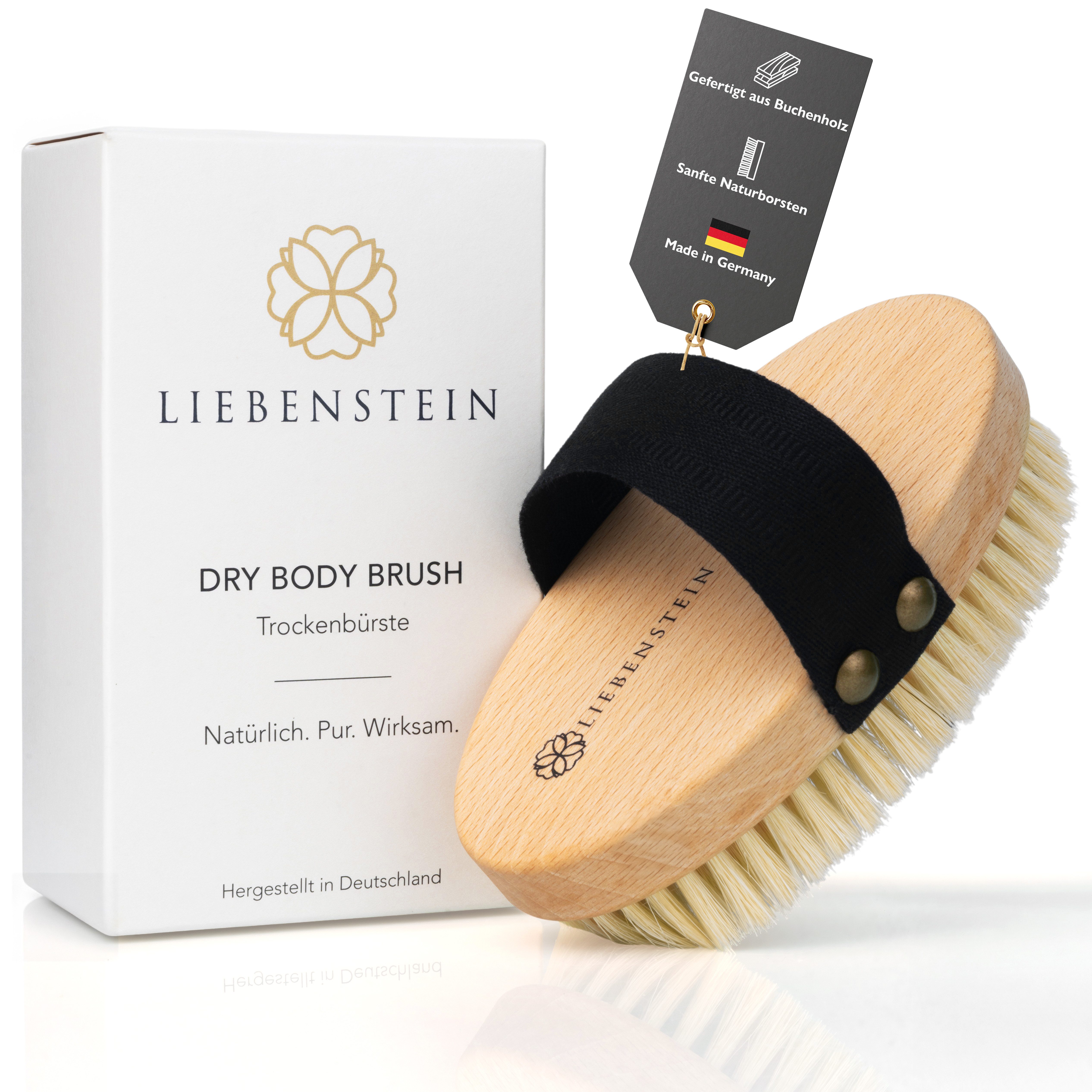 Liebenstein Körperbürste, 1-tlg., mit Naturborsten für Massage, Peeling & Lymphfluss – Made in Germany