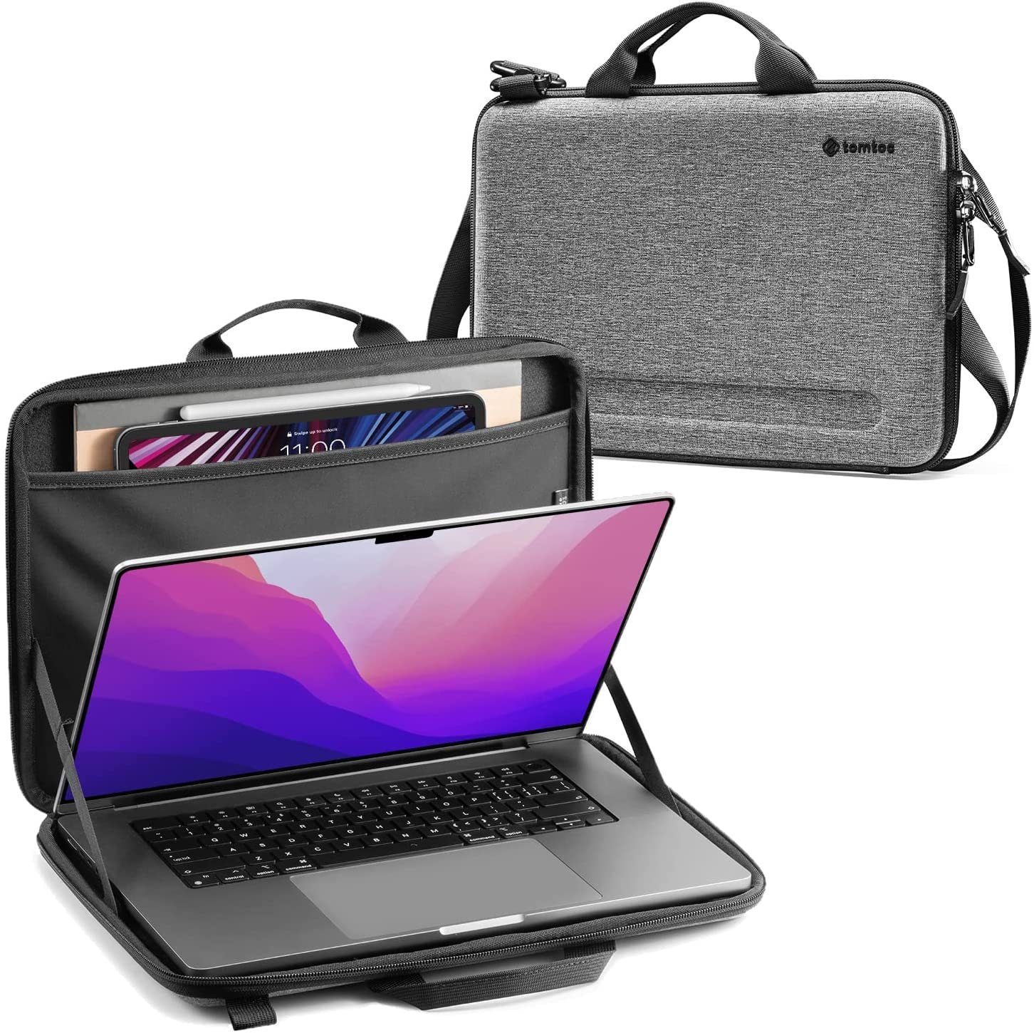 tomtoc Laptoptasche Laptoptasche für 13 Zoll MacBook Air M2/M1, 13" MacBook  Pro M2/M1, Geräumige Staufächer, praktische Zubehörtasche, stabil und  langlebig