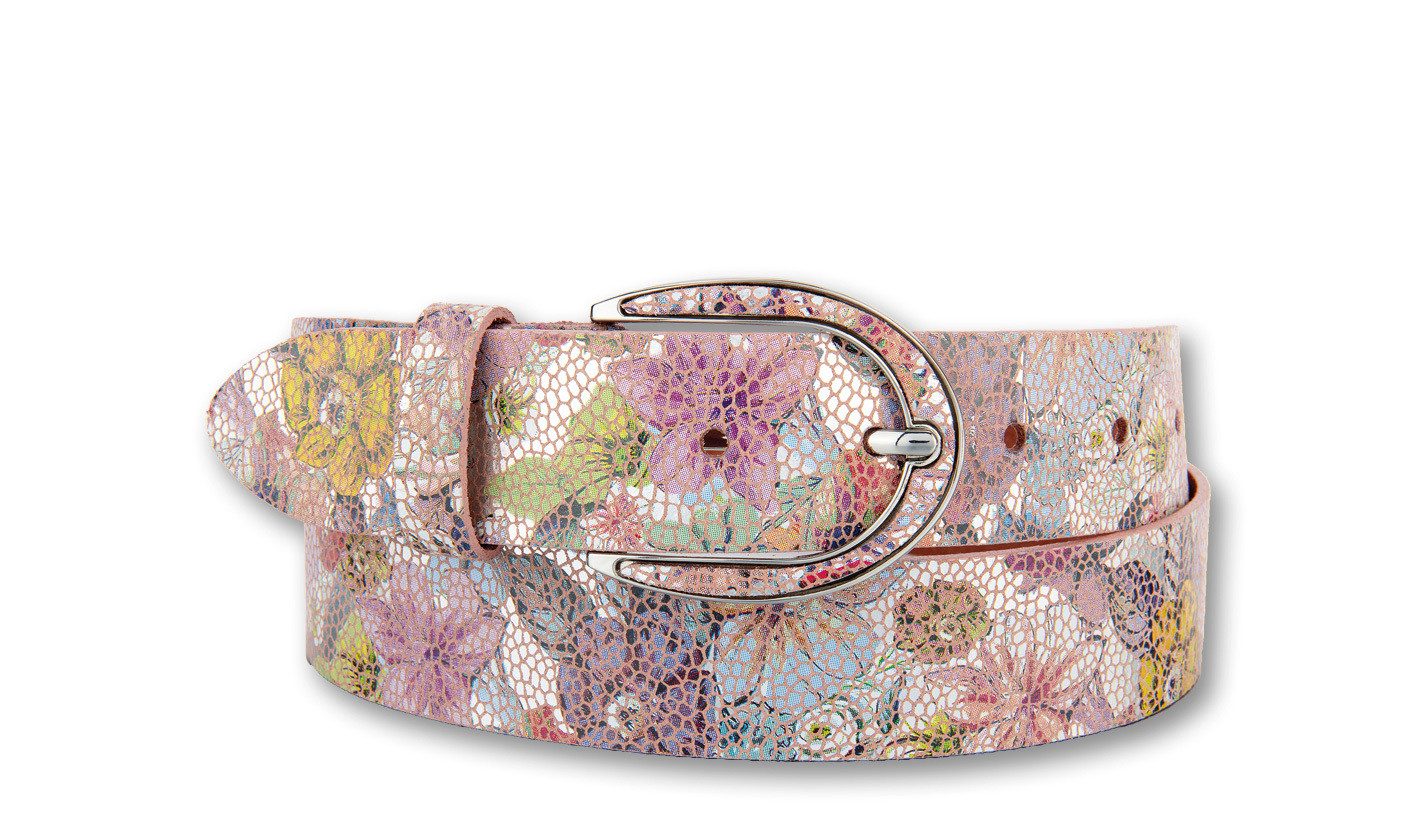 BERND GÖTZ Ledergürtel Ledergürtel mit appliziertem Flowermotiv auf Schließe